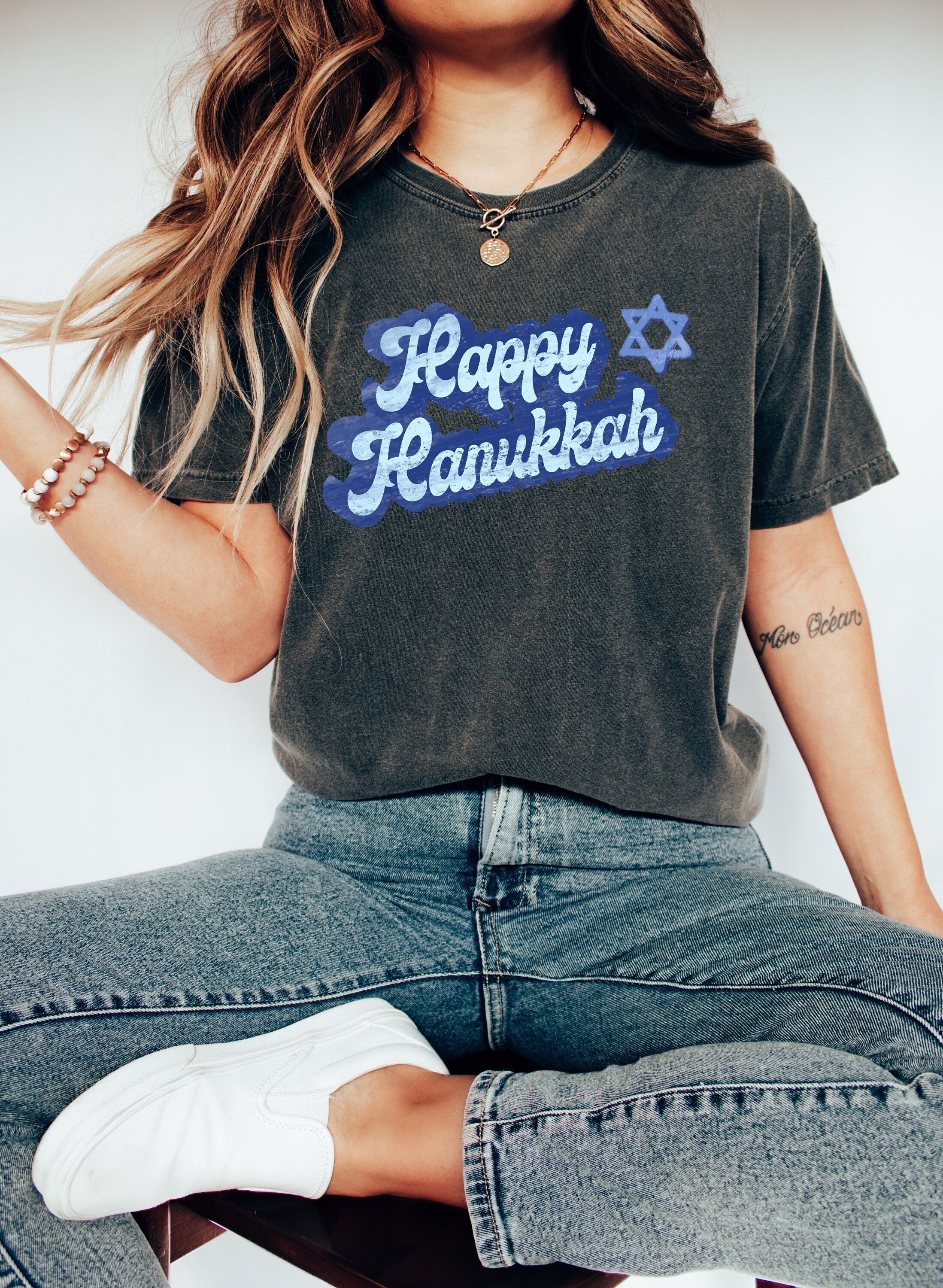 Retro Hanukkah Comfort Colors Shirt, Happy Hanukkah Shirt, Holiday Shirt, Jewish Saying Shirt, Holiday Shirt, Religious Shirt for Jewish