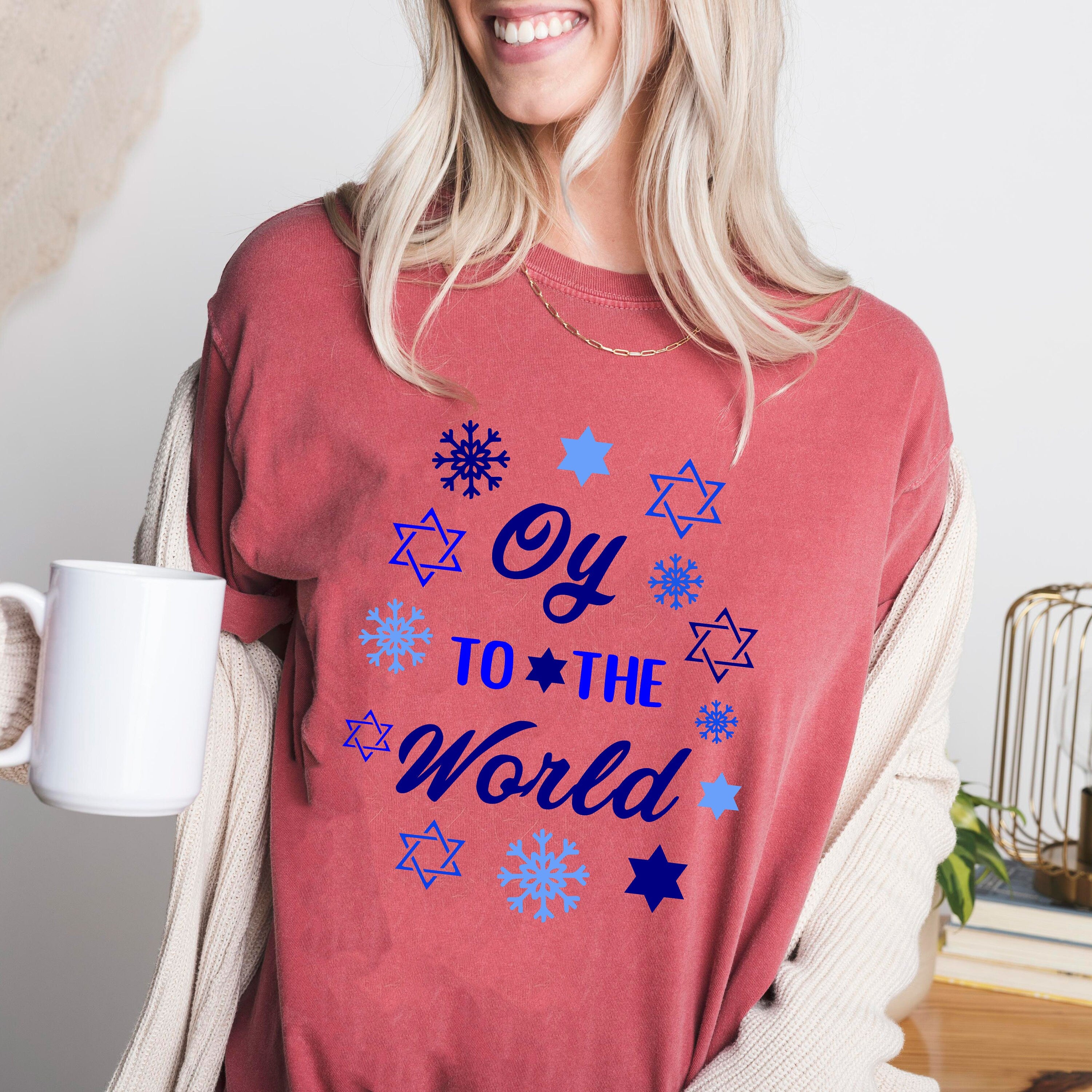 Retro Hanukkah Comfort Colors Shirt, Oy To The World Shirt, Holiday Shirt, Jewish Saying Shirt, Holiday Shirt, Religious Shirt for Jewish