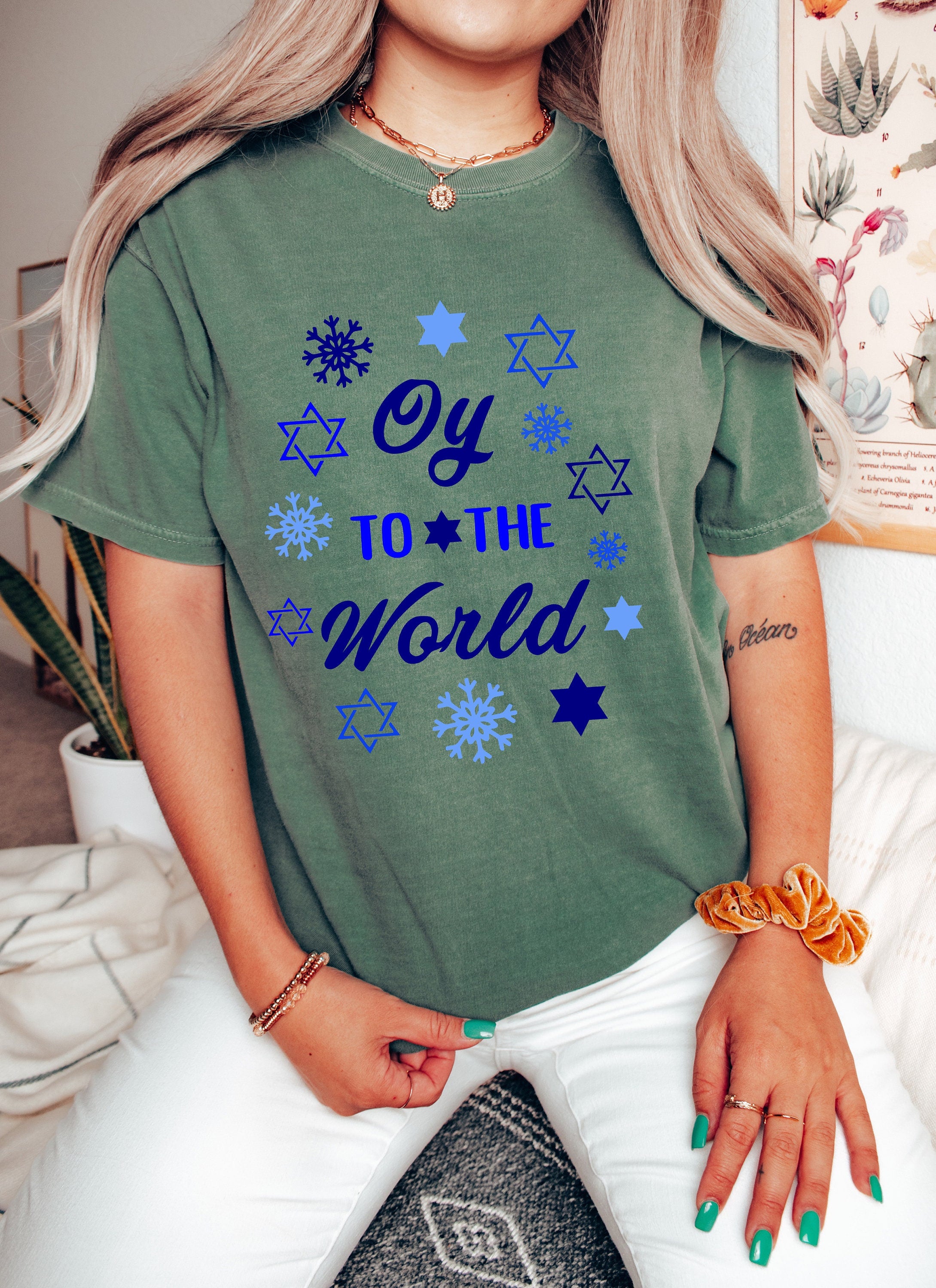Retro Hanukkah Comfort Colors Shirt, Oy To The World Shirt, Holiday Shirt, Jewish Saying Shirt, Holiday Shirt, Religious Shirt for Jewish