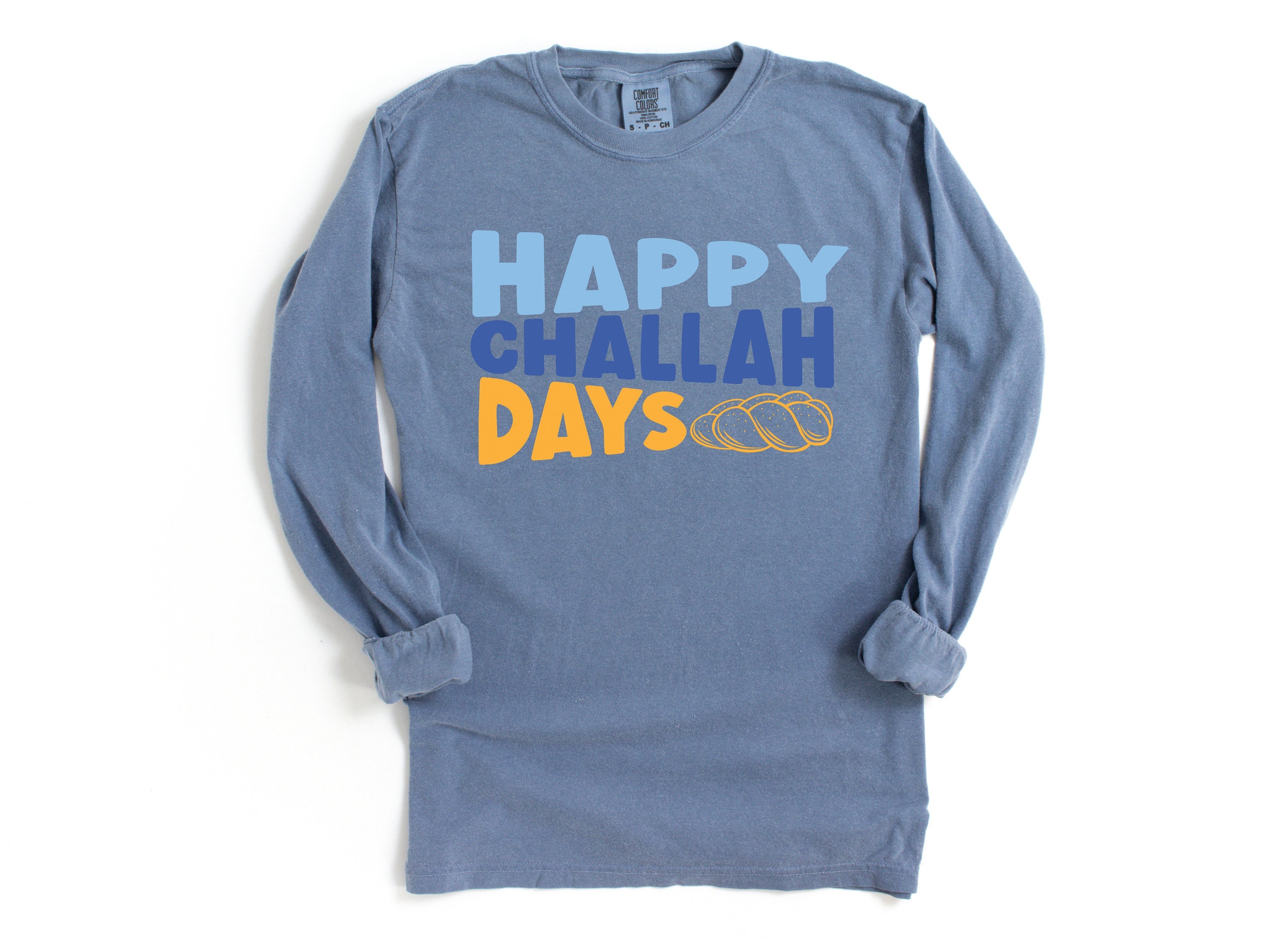 Retro Hanukkah Long Sleeve Comfort Colors Shirt, Happy Challah days, Holiday Shirt, Jewish Saying Shirt, Holiday Shirt, Religious Shirt