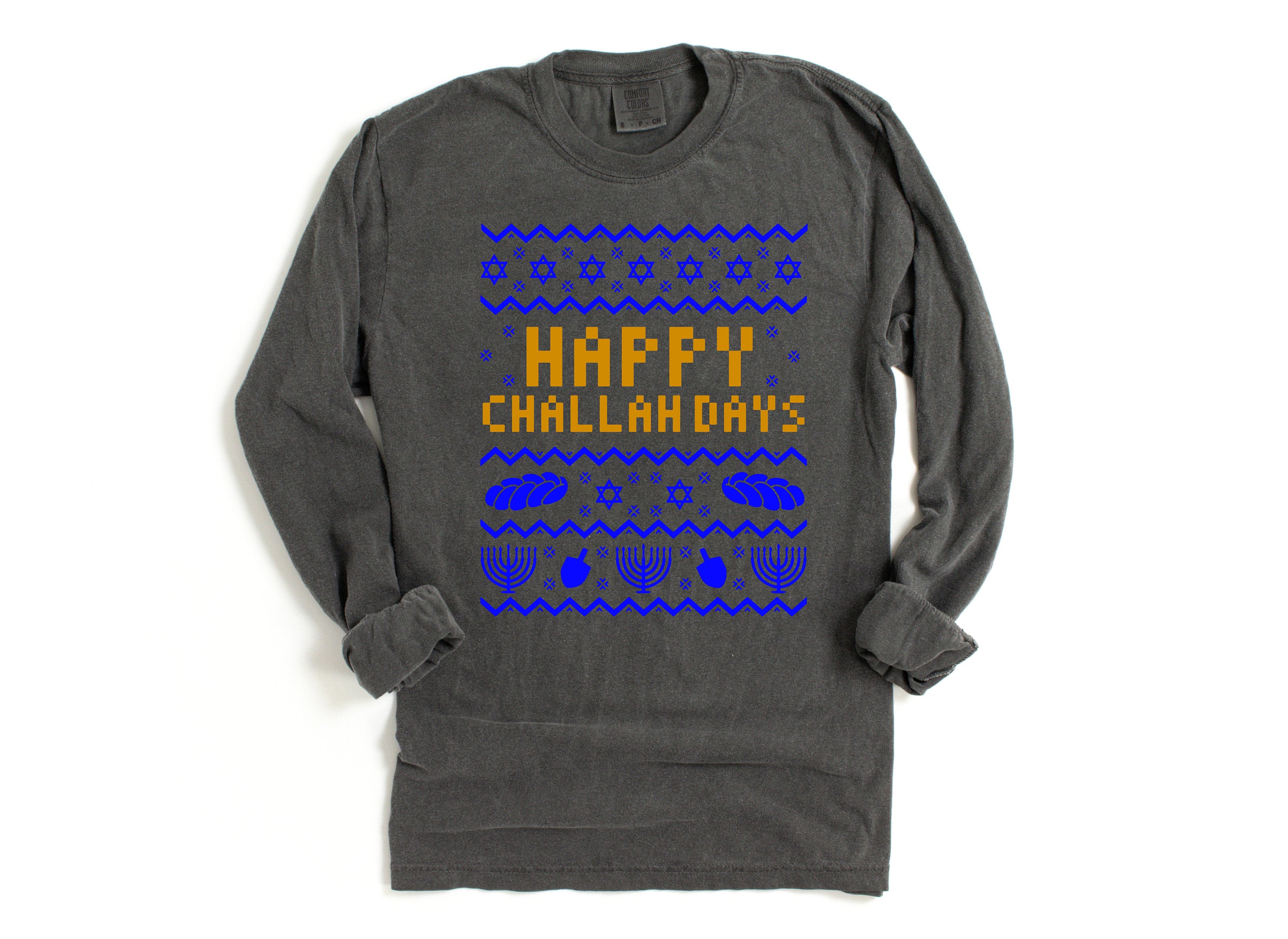 Retro Hanukkah Long Sleeve Comfort Colors Shirt, Happy Challah days, Holiday Shirt, Jewish Saying Shirt, Holiday Shirt, Religious Shirt