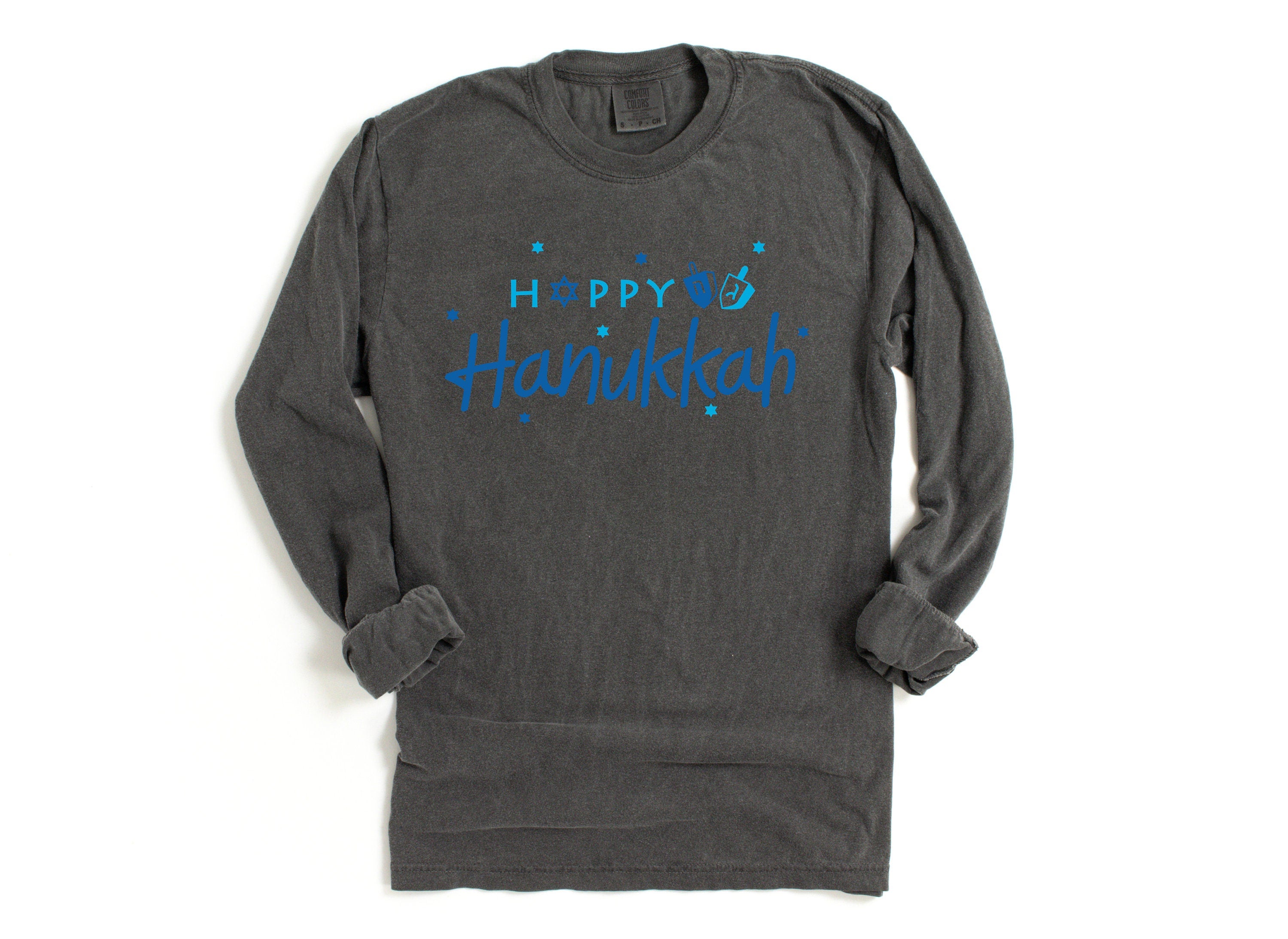 Retro Hanukkah Long Sleeve Comfort Colors Shirt, Happy Hanukkah Shirt, Holiday Shirt, Jewish Saying Shirt, Holiday Shirt, Religious Shirt