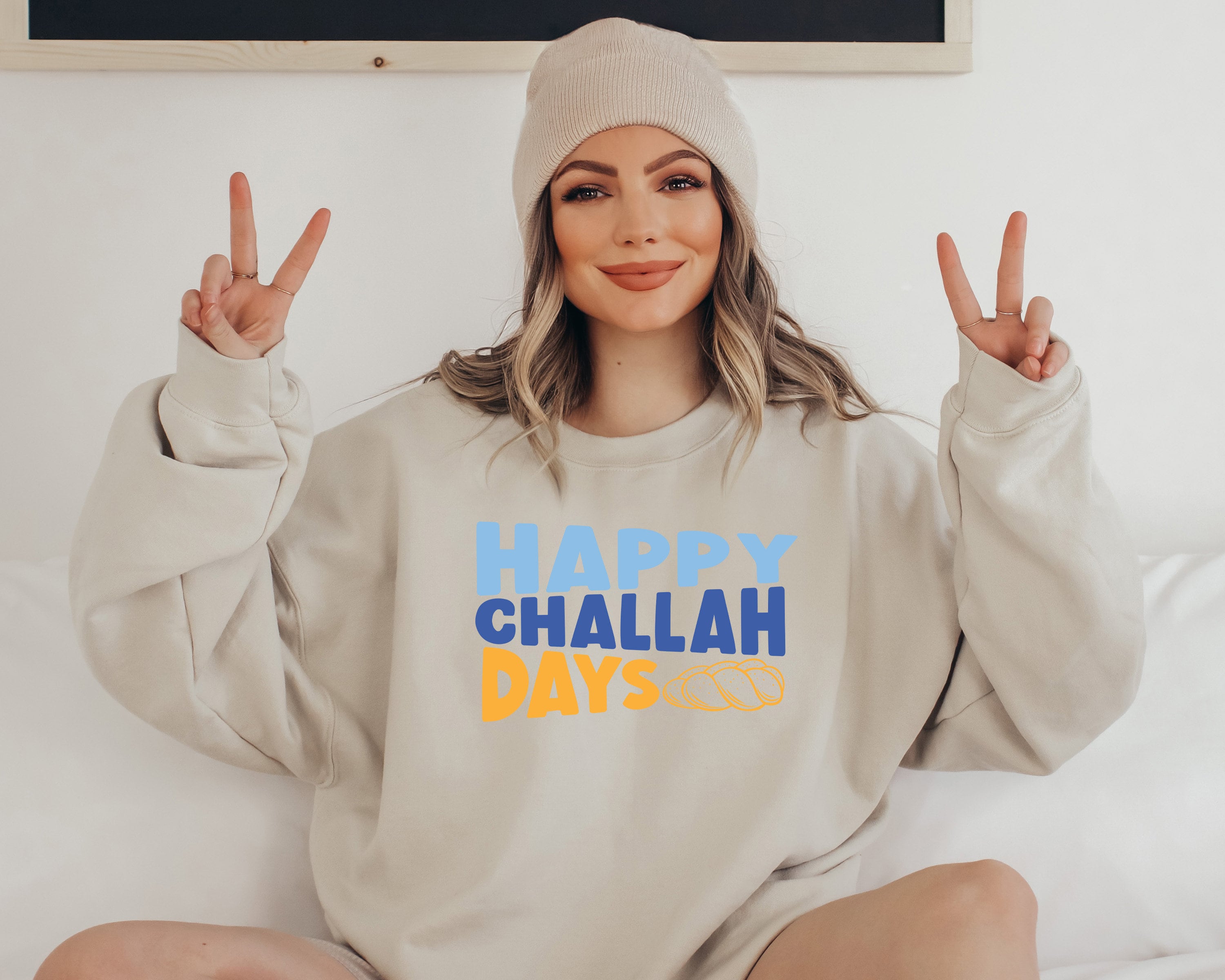 Retro Hanukkah Sweater, Happy Hanukkah, Holiday Hanukkah Sweater, Jewish Saying, Happy Challah Days, Religious Sweatshirt For Jewish Holiday