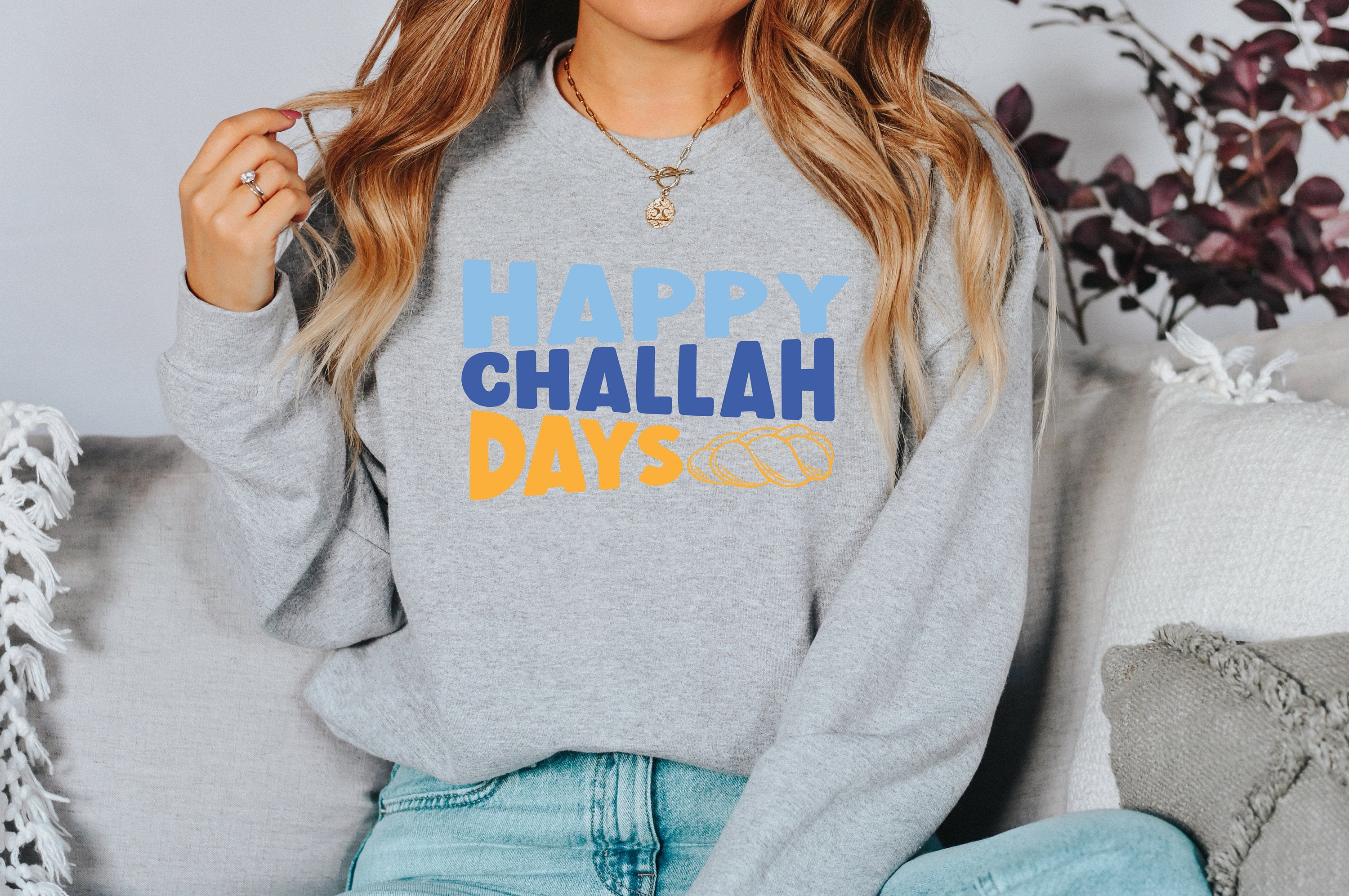 Retro Hanukkah Sweater, Happy Hanukkah, Holiday Hanukkah Sweater, Jewish Saying, Happy Challah Days, Religious Sweatshirt For Jewish Holiday