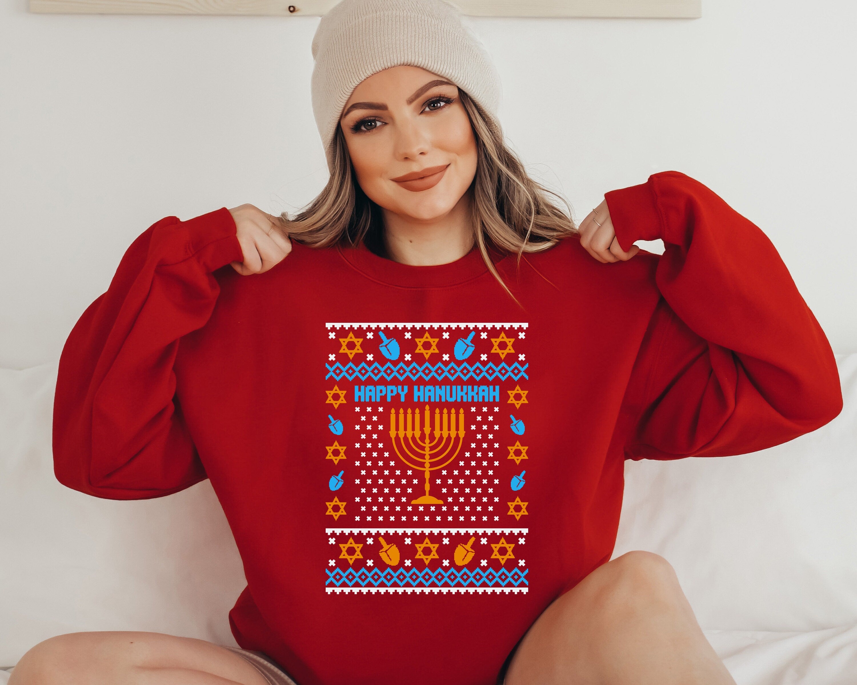 Retro Hanukkah Sweater, Happy Hanukkah, Holiday Hanukkah Sweater, Jewish Saying, Holiday Sweatshirt, Religious Sweatshirt For Jewish Holiday