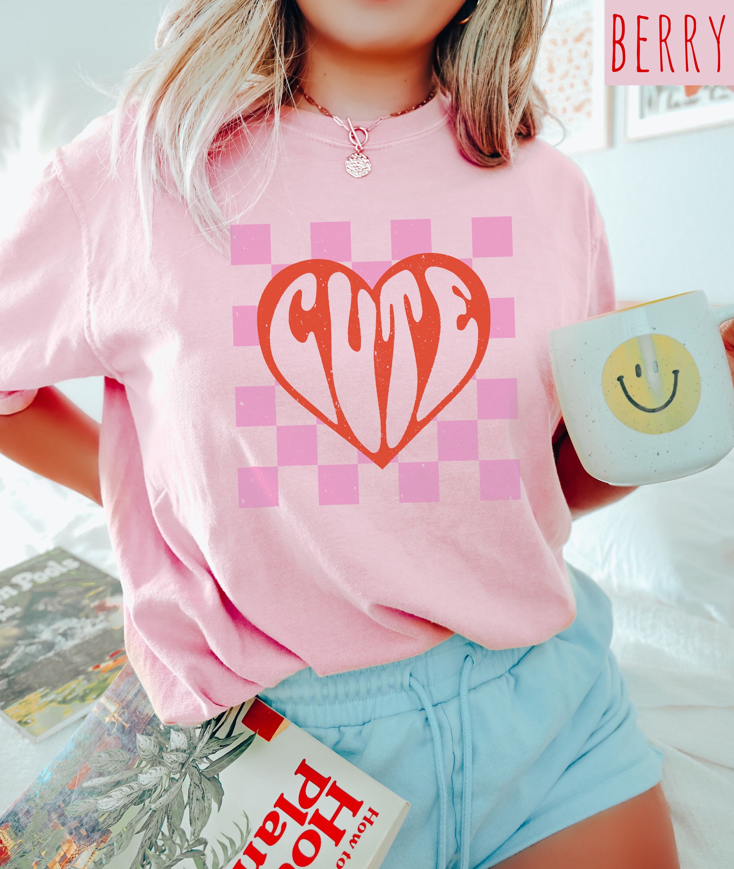 Retro Valentines Day Comfort Colors Shirt, Checkered Cute Love Shirt, Vintage Couples Shirt, Love Shirt, Heart Shirt, Proud Single Shirt