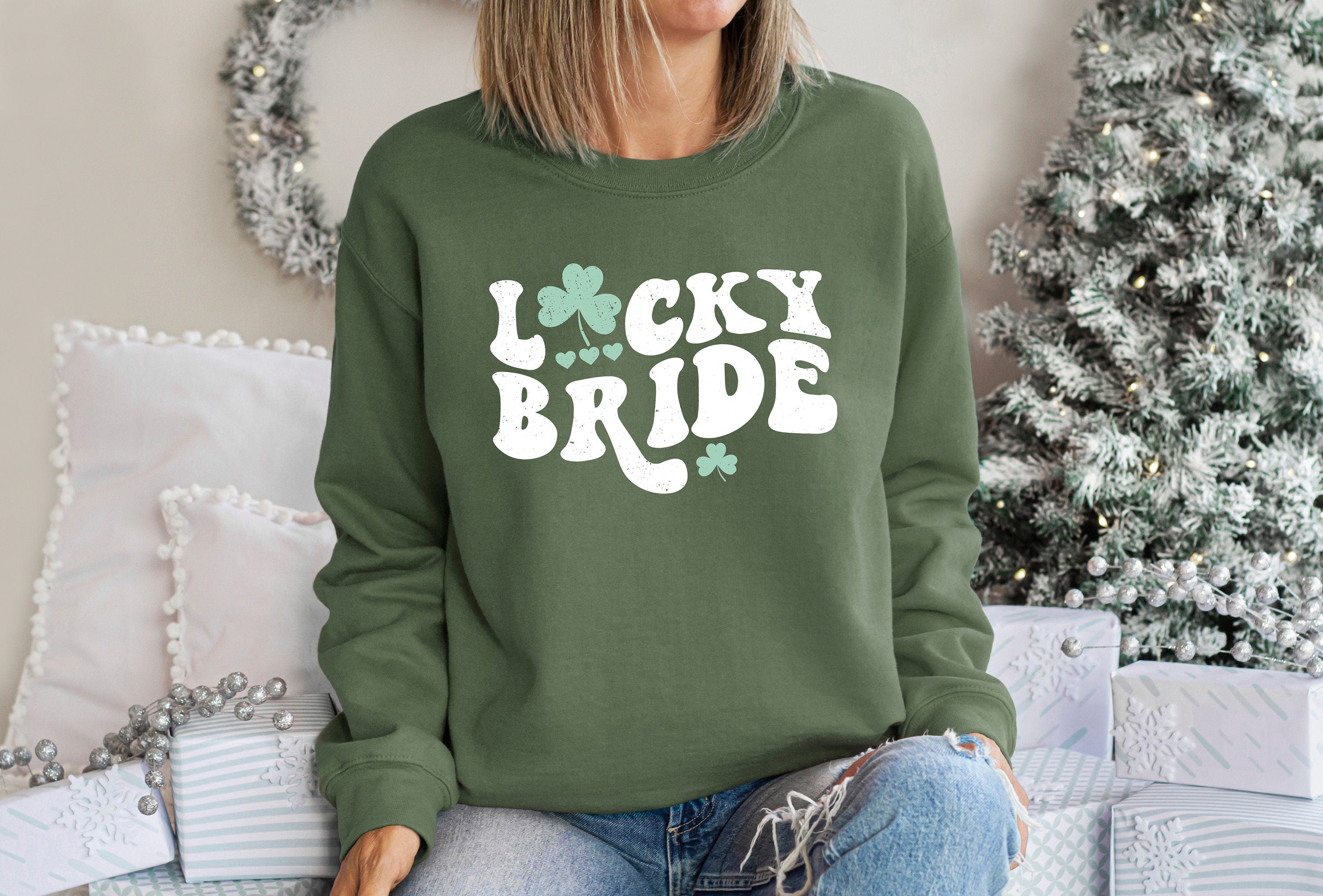 Lucky Bride Sweatshirt, Lucky Clover Sweater, St Patricks Day Sweatshirt, Lucky Pullover, Womens Sweatshirt, Lucky Crewneck, Shamrock Shirt