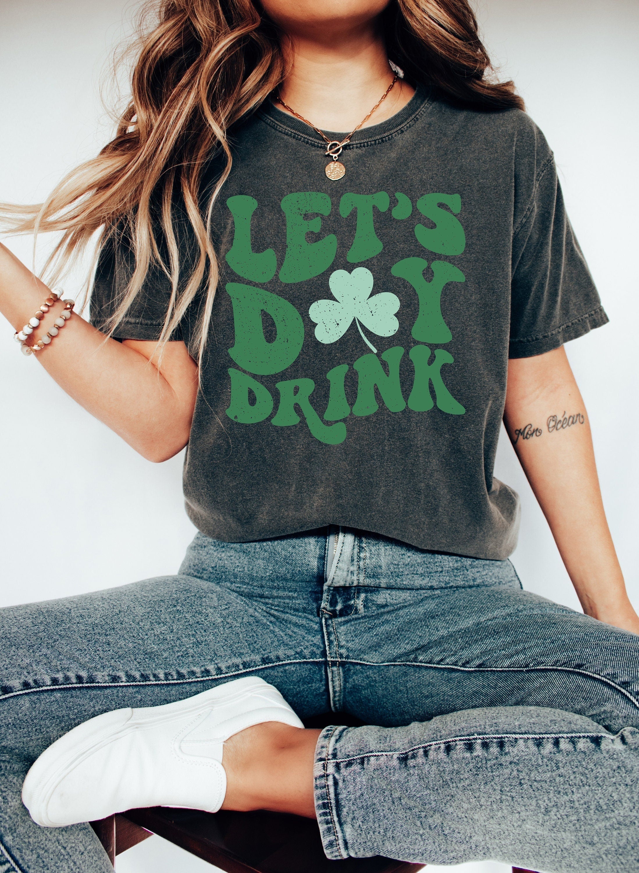 Retro St Patty's Day Comfort Colors Shirt, Lets Day Drink Shirt, Vintage St Patricks Day Shirt, Day Drinking Shirt, Retro Shirt, Lucky Shirt