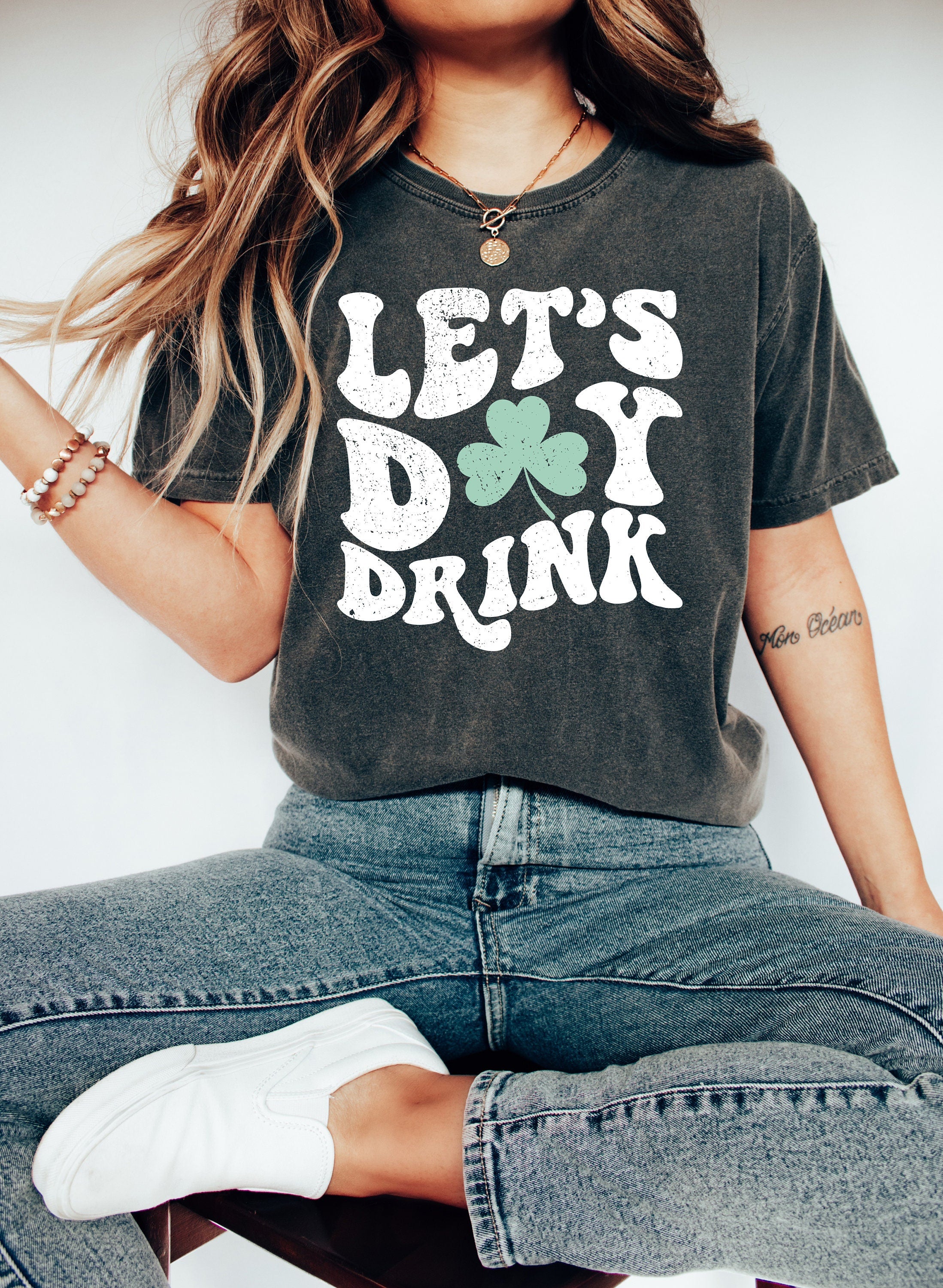 Retro St Patty's Day Comfort Colors Shirt, Lets Day Drink Shirt, Vintage St Patricks Day Shirt, Day Drinking Shirt, Retro Shirt, Lucky Shirt