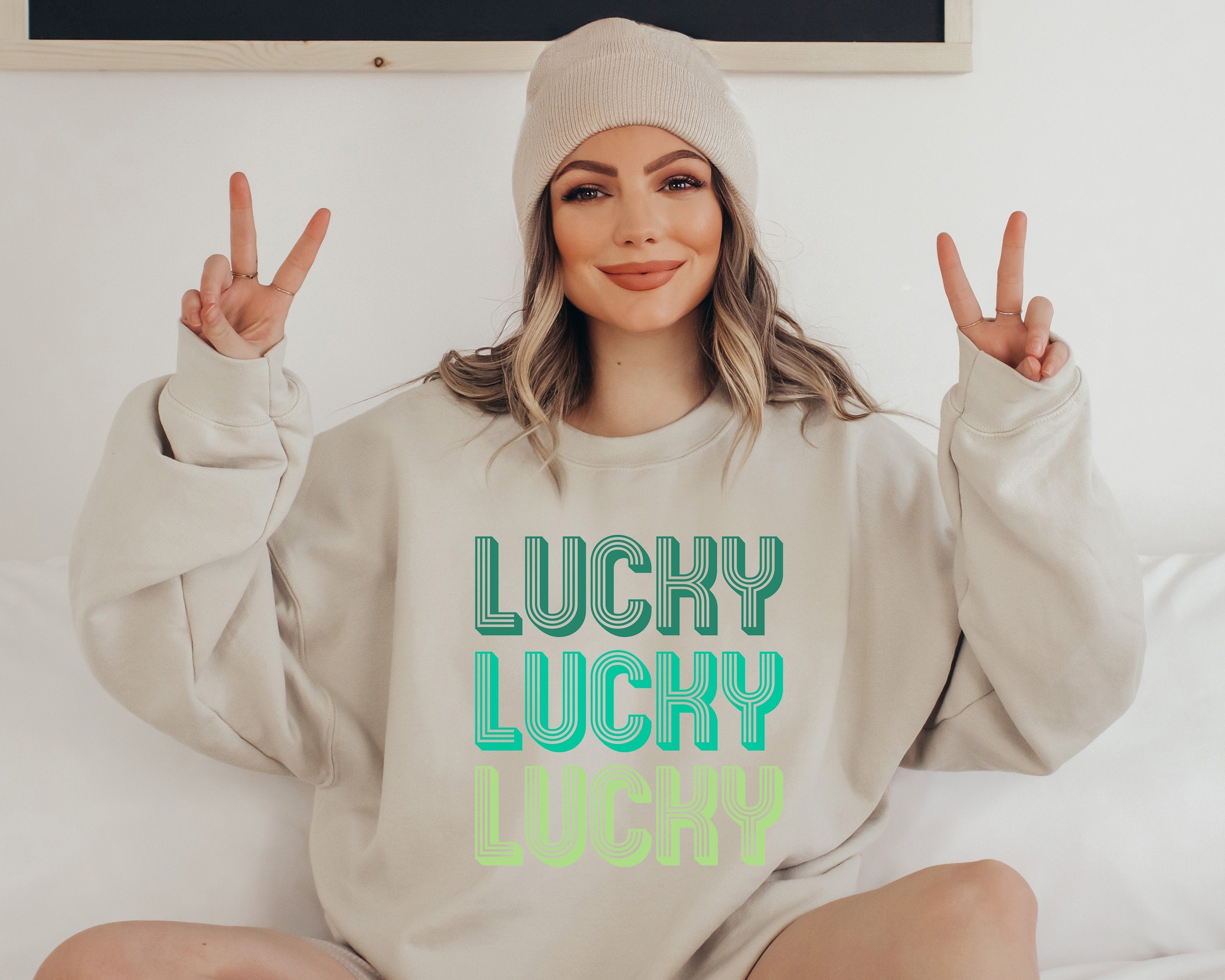 Retro Lucky Clover Sweatshirt, Lucky Clover Sweater, St Patricks Day Sweatshirt, Lucky Pullover, Womens Sweatshirt, Crewneck, Shamrock Shirt