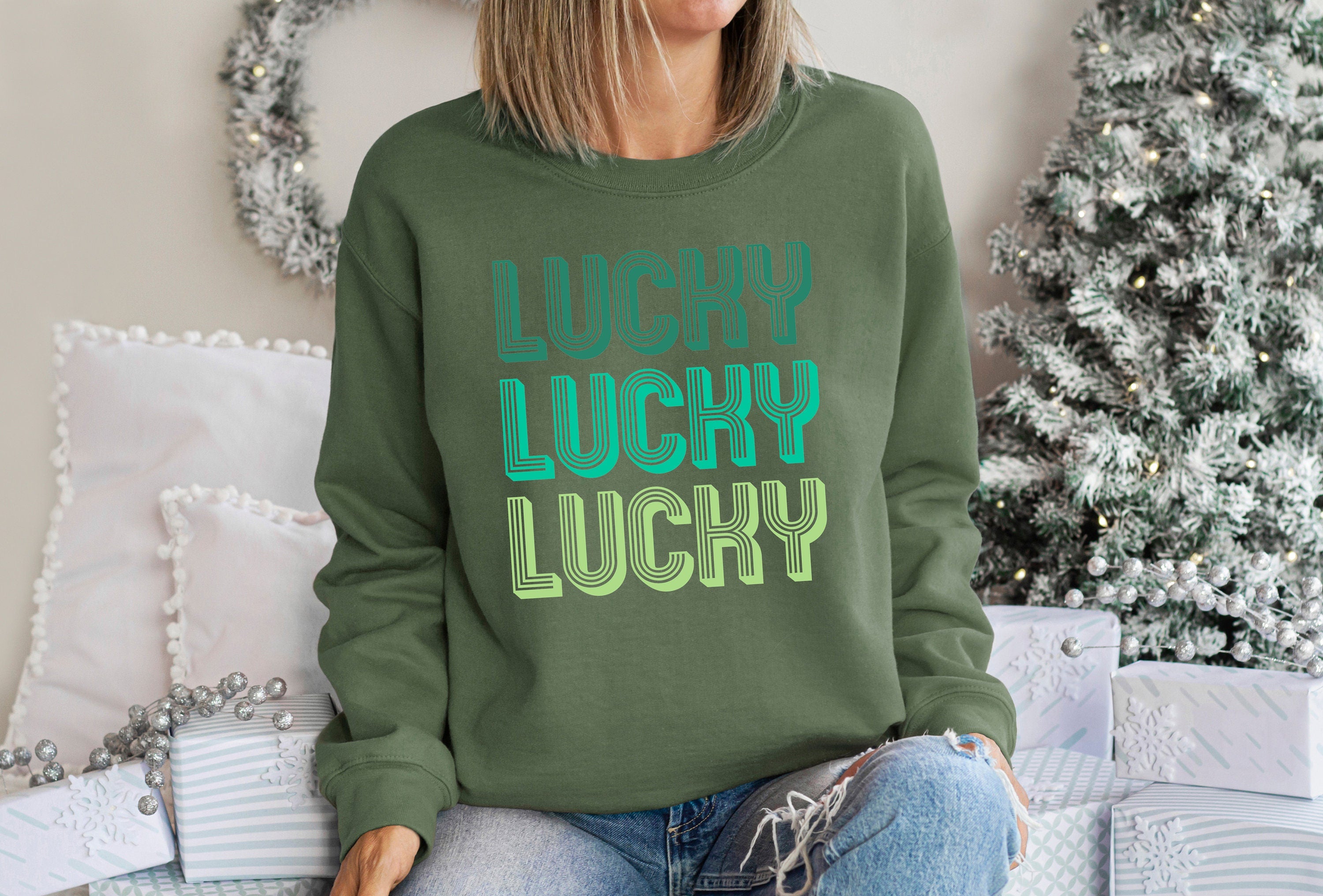 Retro Lucky Clover Sweatshirt, Lucky Clover Sweater, St Patricks Day Sweatshirt, Lucky Pullover, Womens Sweatshirt, Crewneck, Shamrock Shirt