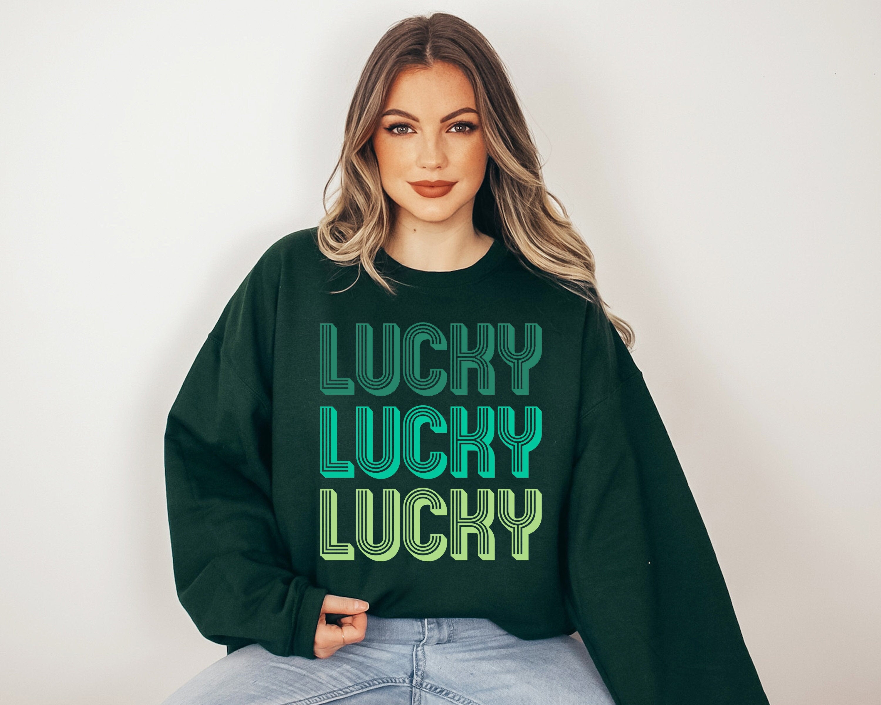 Retro Lucky Clover Sweatshirt, Lucky Clover Sweater, St Patricks Day Sweatshirt, Lucky Pullover, Womens Sweatshirt, Crewneck, Shamrock Shirt