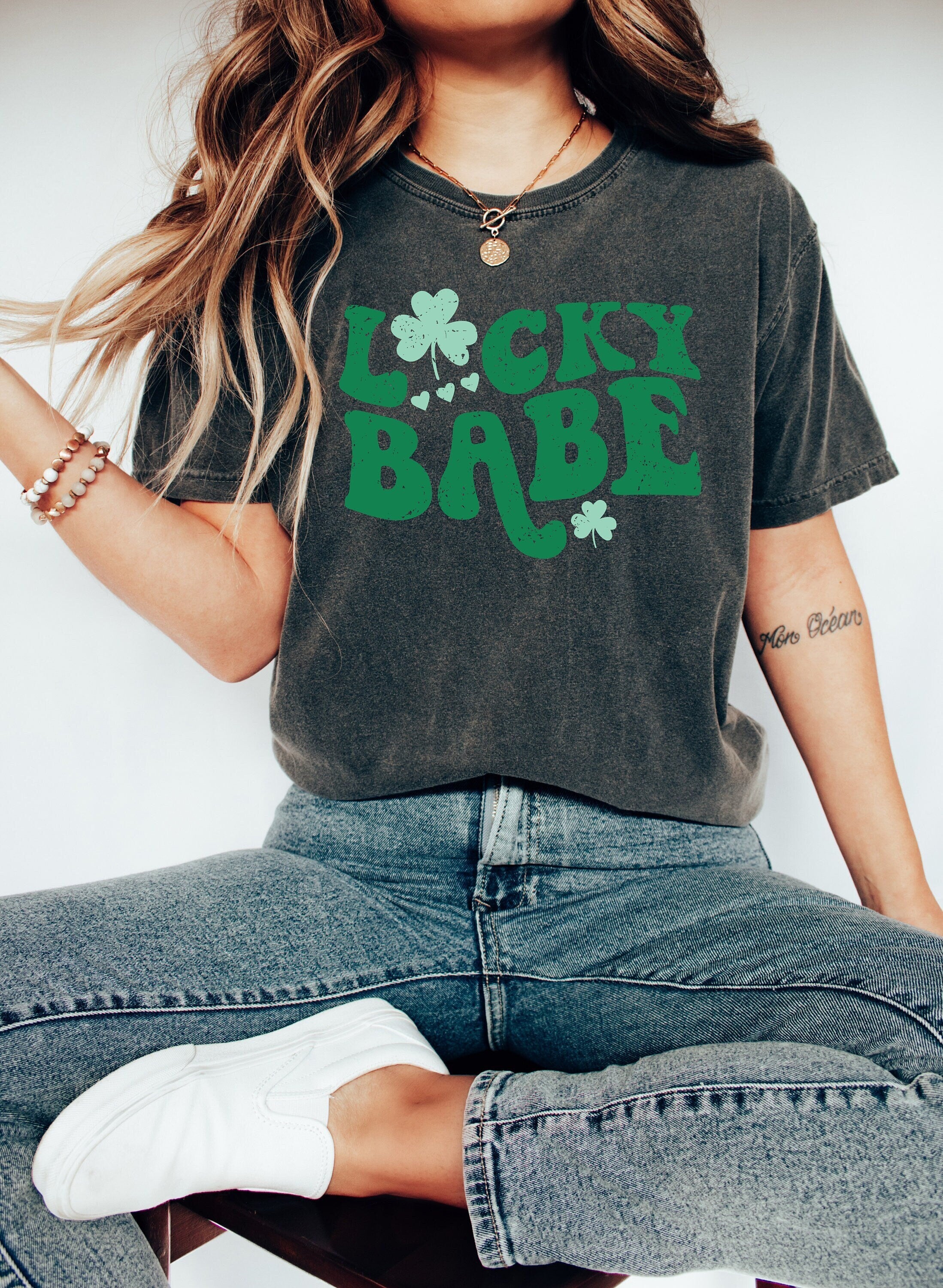 Retro St Patty's Day Comfort Colors Shirt, Lucky Babe Shirt, Vintage St Patrick's Day Shirt, Day Drinking Shirt, Retro Shirt, Lucky Shirt