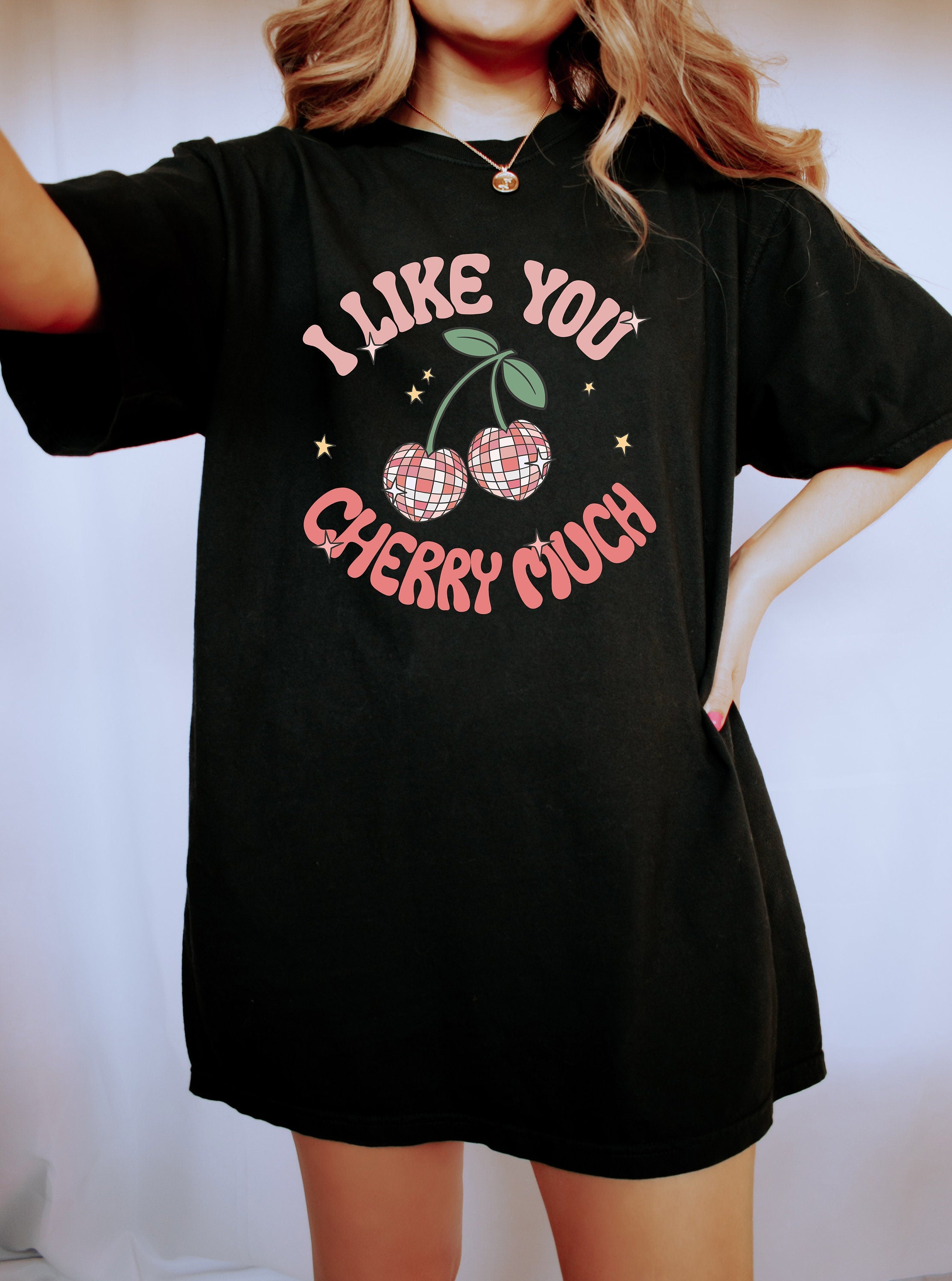 Retro Valentines Day Comfort Colors Shirt, I Like You Cherry Much Shirt, Vintage Couples Shirt, Love Shirt, Heart Shirt, Proud Single Shirt