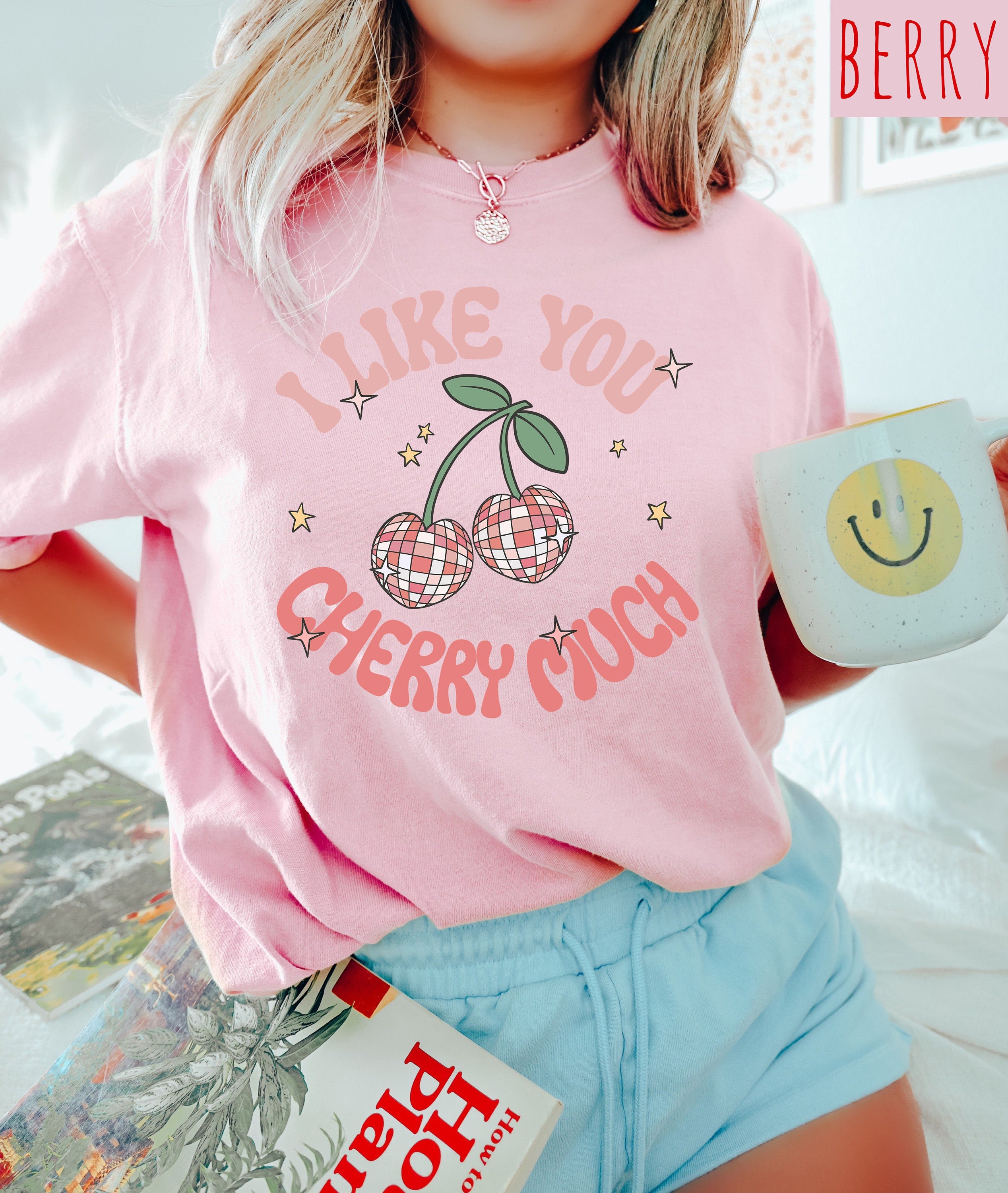 Retro Valentines Day Comfort Colors Shirt, I Like You Cherry Much Shirt, Vintage Couples Shirt, Love Shirt, Heart Shirt, Proud Single Shirt