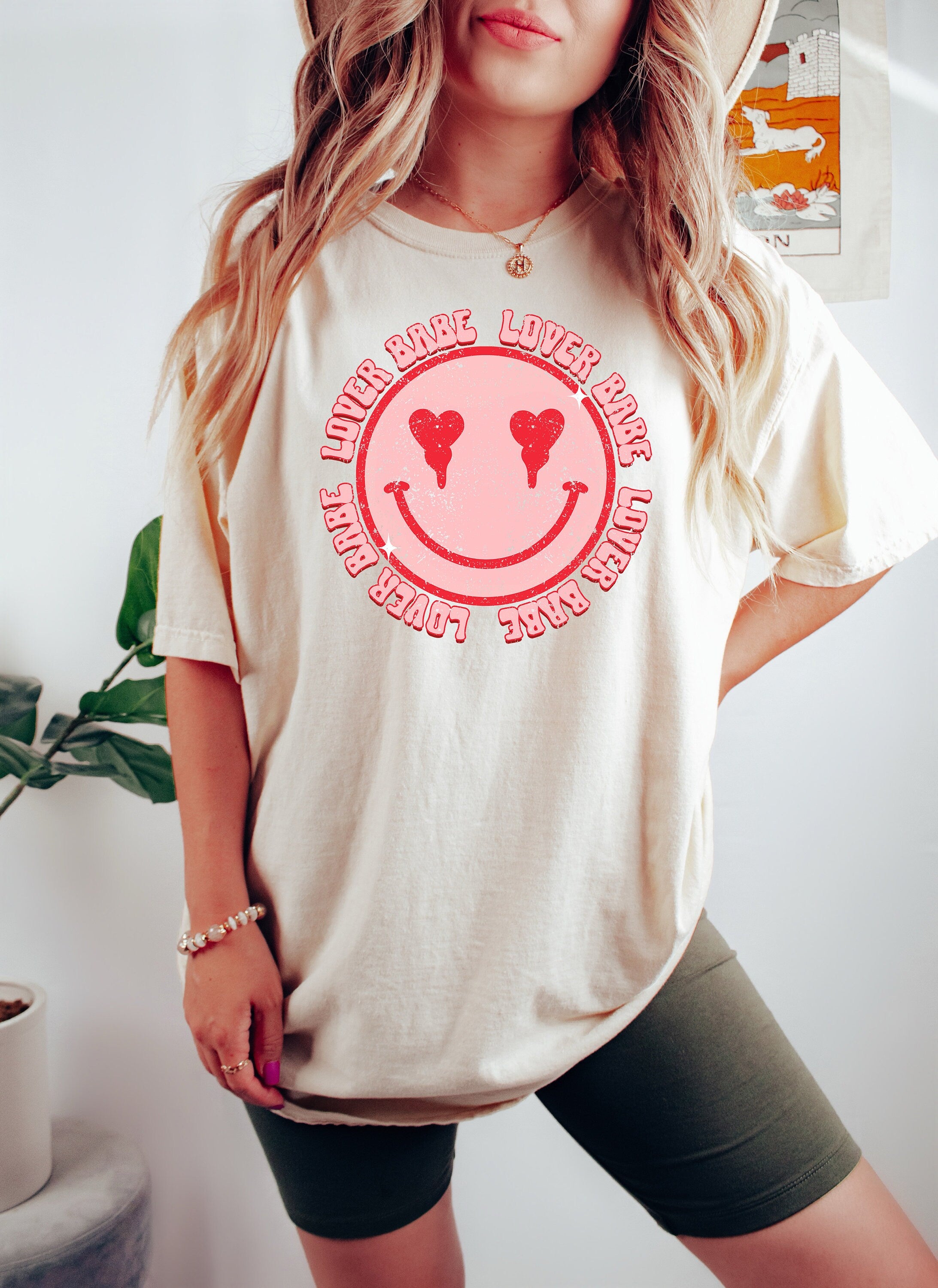 Retro Valentines Day Comfort Colors Shirt, Lover Babe Smiley Face Shirt, Vintage Couples Shirt, Love Shirt, Heart Shirt, Proud Single Shirt