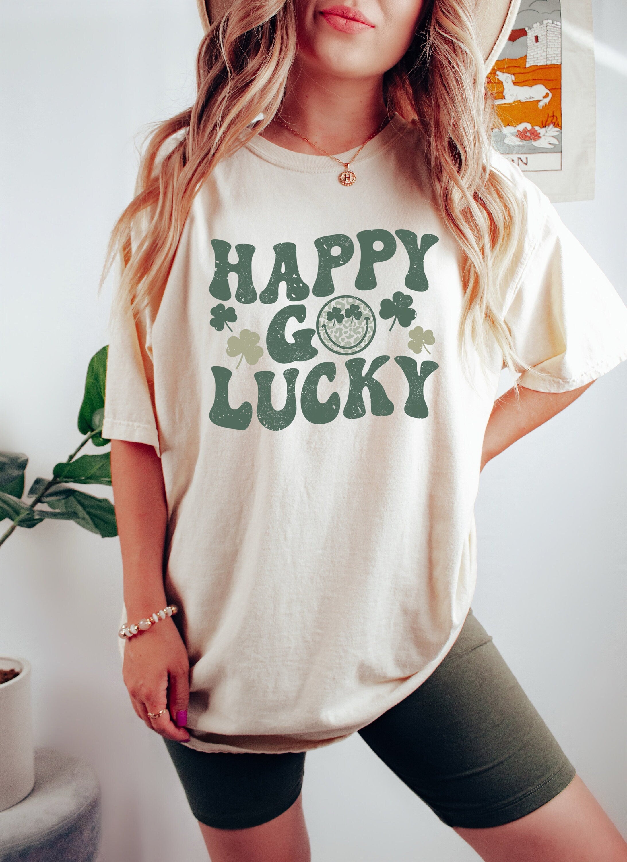 Retro St Patty's Day Comfort Colors Shirt, Happy Go Lucky, Vintage St Patrick's Day Shirt, Day Drinking Shirt, Retro Shirt, Lucky Shirt