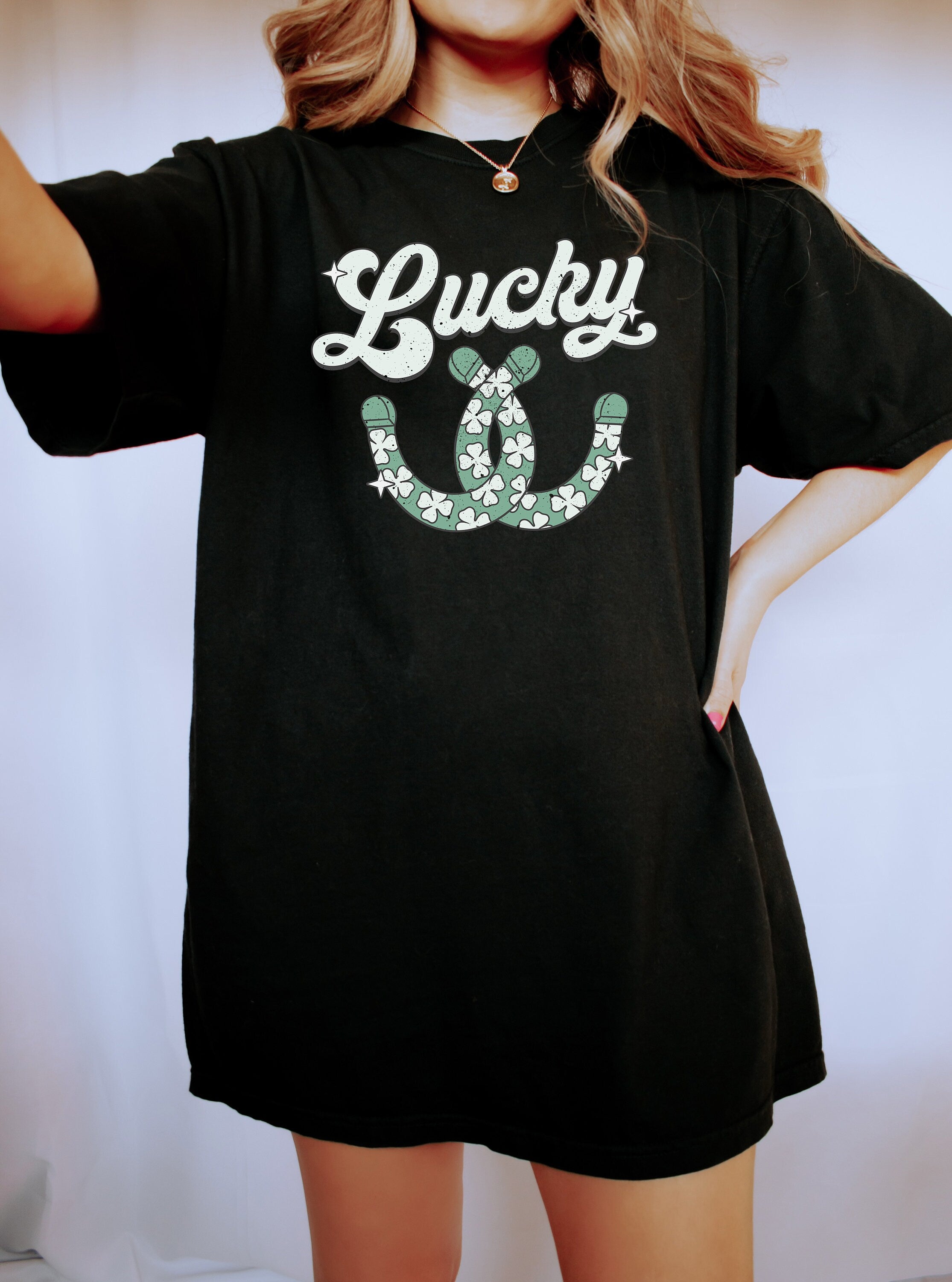 Retro St Patty's Day Comfort Colors Shirt, Lucky Horseshoe, Vintage St Patrick's Day Shirt, Day Drinking Shirt, Retro Shirt, Lucky Shirt