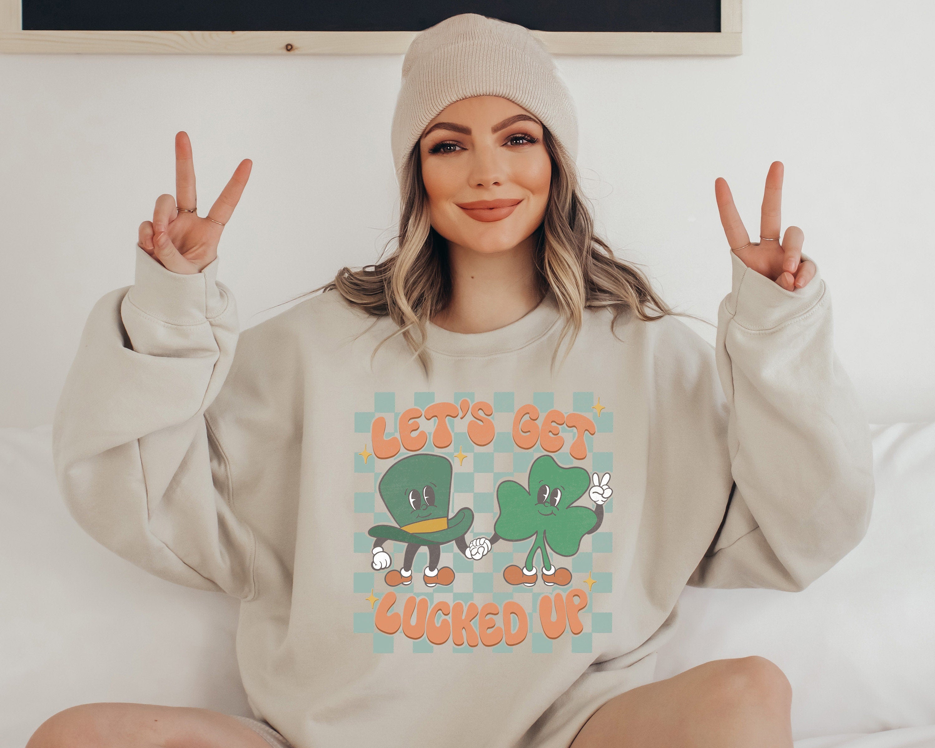 Lets Get Lucked Up Sweatshirt, Lucky Clover Sweater, St Patricks Day Sweatshirt, Lucky Pullover, Womens Sweatshirt, Crewneck, Shamrock Shirt