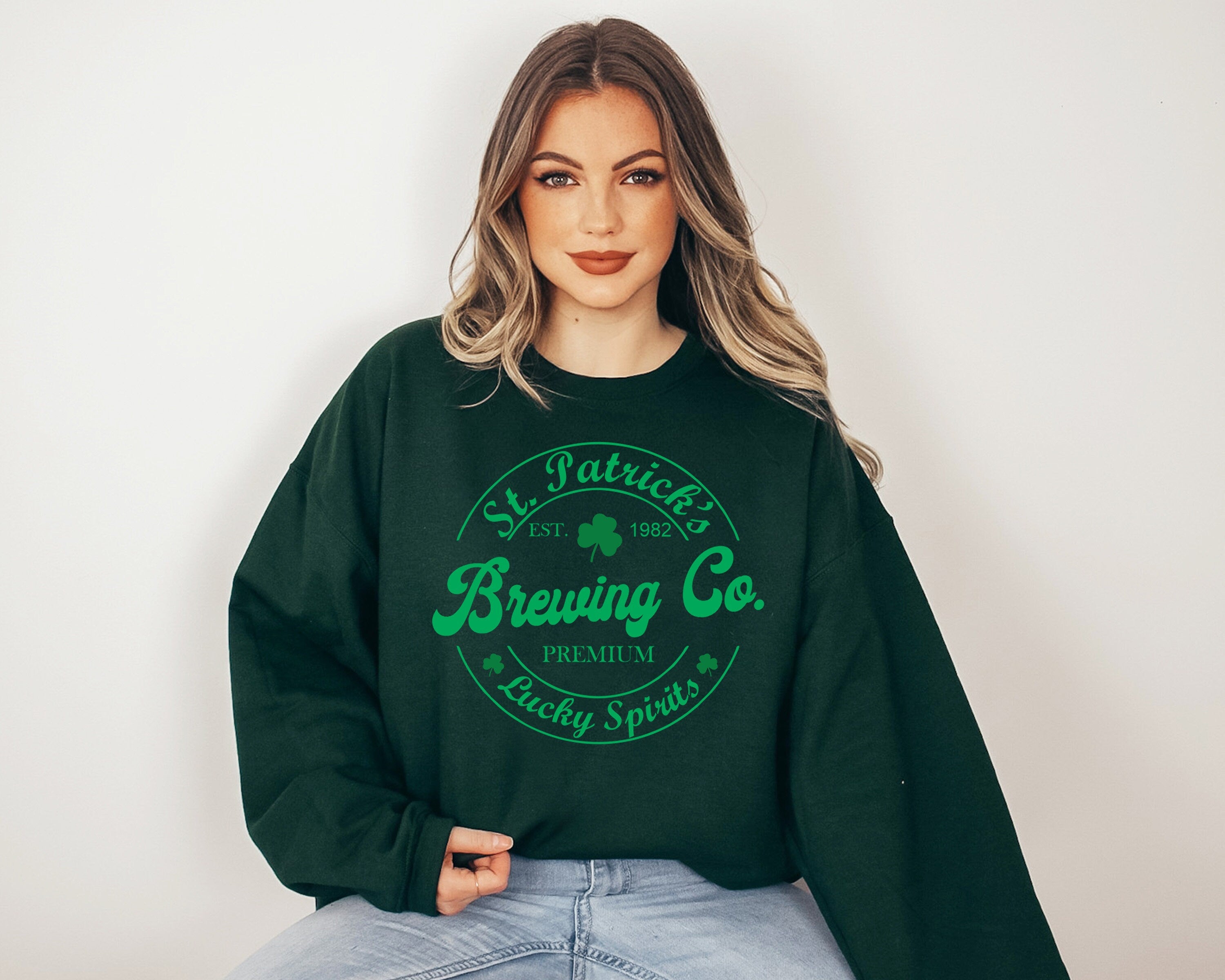 Leprechaun Brewing Sweatshirt, Lucky Clover Sweater, St Patricks Day Sweatshirt, Lucky Pullover, Womens Sweatshirt, Crewneck, Shamrock Shirt