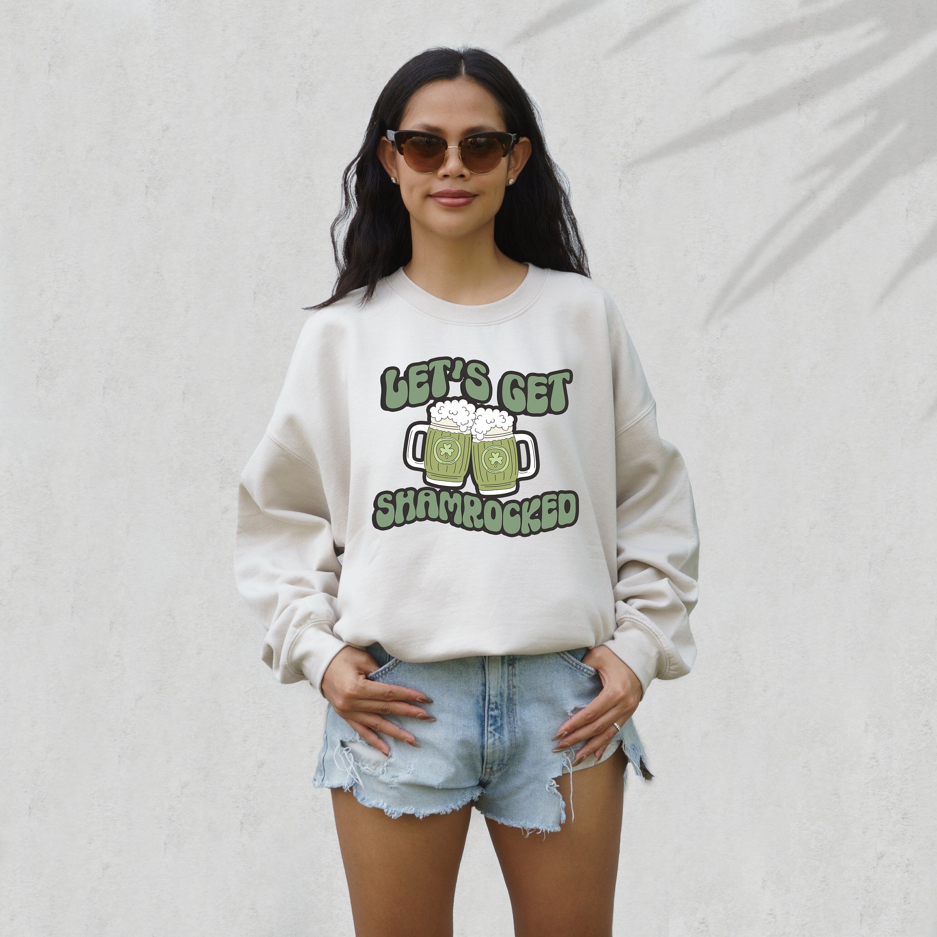 Lets Get Shamrocked Sweatshirt, Lucky Clover Sweater, St Patricks Day Sweatshirt, Lucky Pullover, Womens Sweatshirt, Crewneck, Shamrock