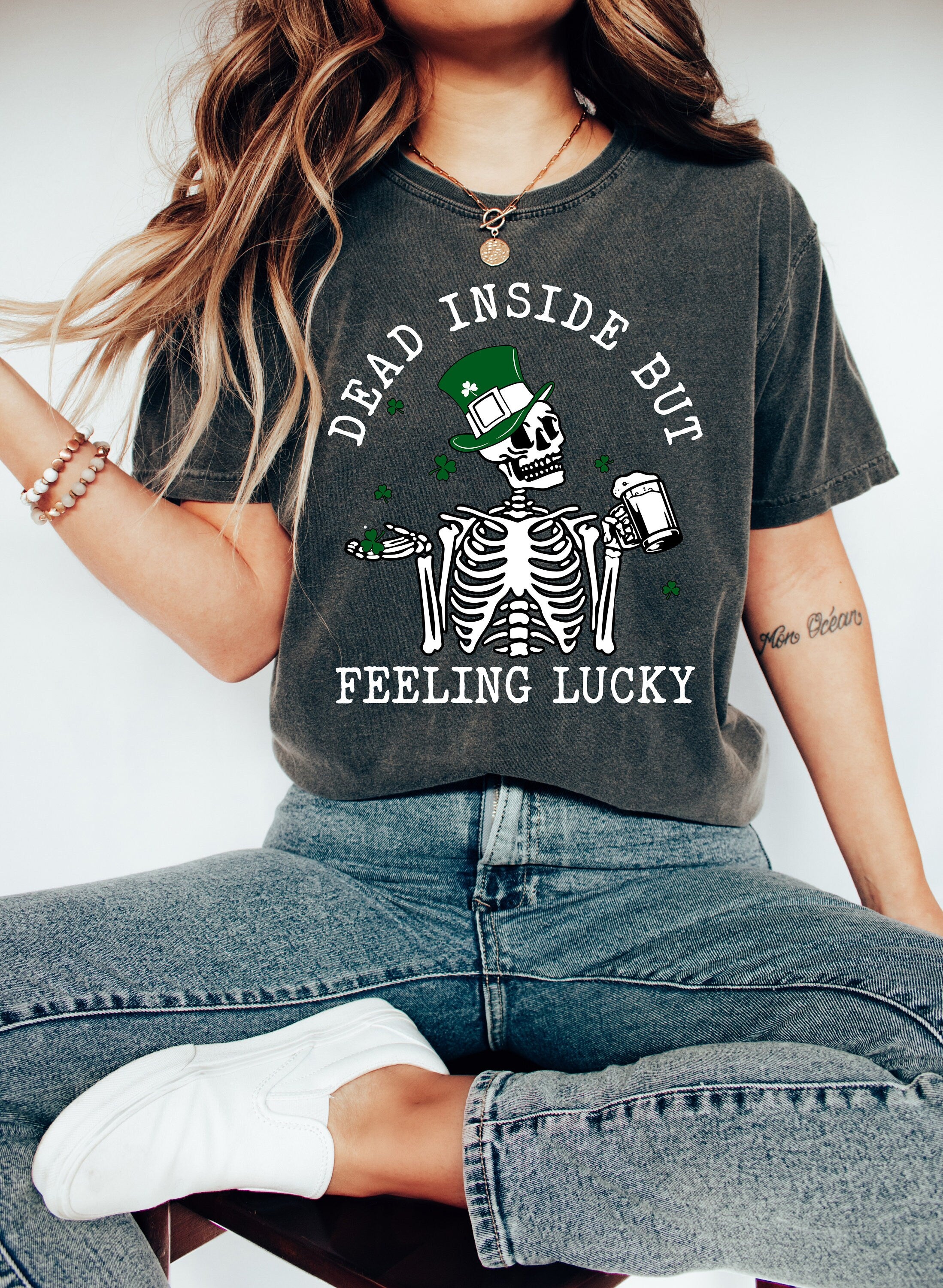 Retro St Patty's Day Comfort Colors Shirt, Dead Inside But Feeling Lucky, Vintage St Patrick's Day Shirt, Day Drinking Shirt, Lucky Shirt