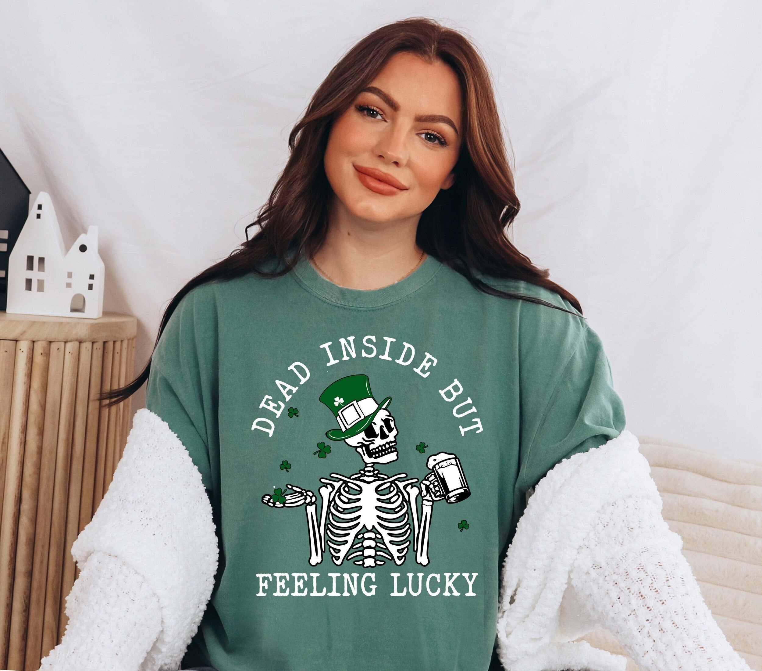 Retro St Patty's Day Comfort Colors Shirt, Dead Inside But Feeling Lucky, Vintage St Patrick's Day Shirt, Day Drinking Shirt, Lucky Shirt