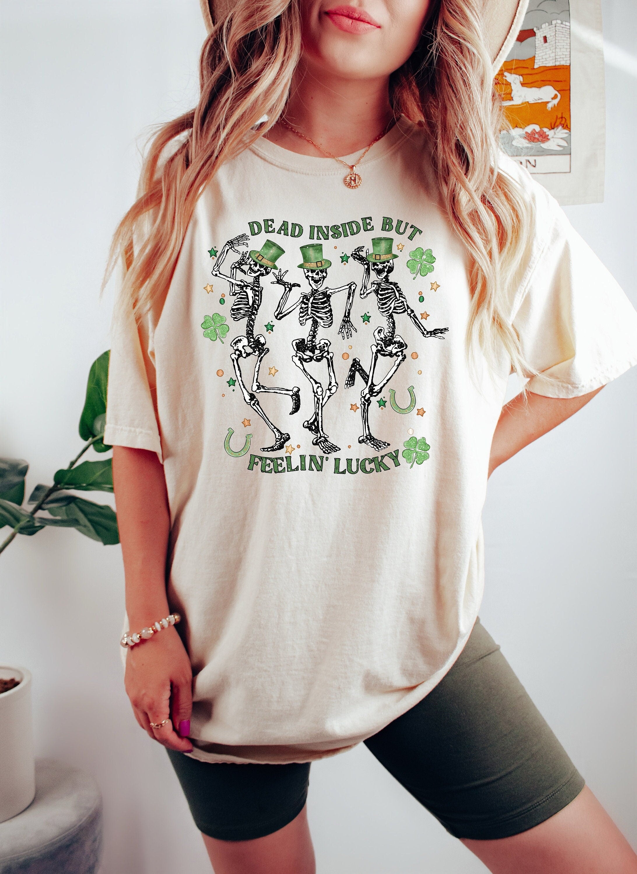 Retro St Patty's Day Comfort Colors Shirt, Dead Inside But Feeling Lucky, Vintage St Patrick's Day Shirt, Day Drinking Shirt, Lucky Shirt