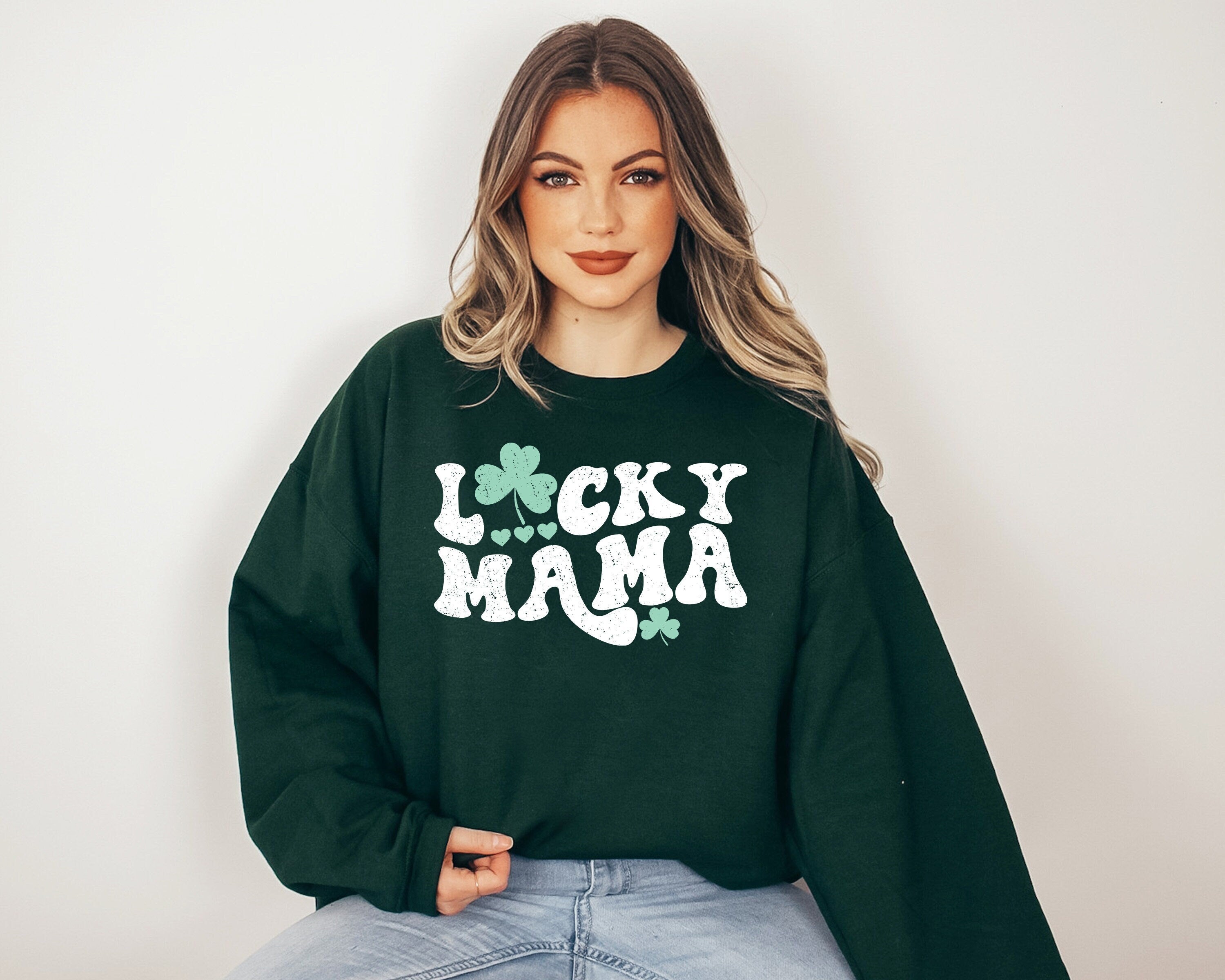 Lucky Retro Sweatshirt, Lucky Mama Sweater, St Patricks Day Sweatshirt, Lucky Pullover, Womens Lucky Sweatshirt, Lucky Crewneck, Shamrock