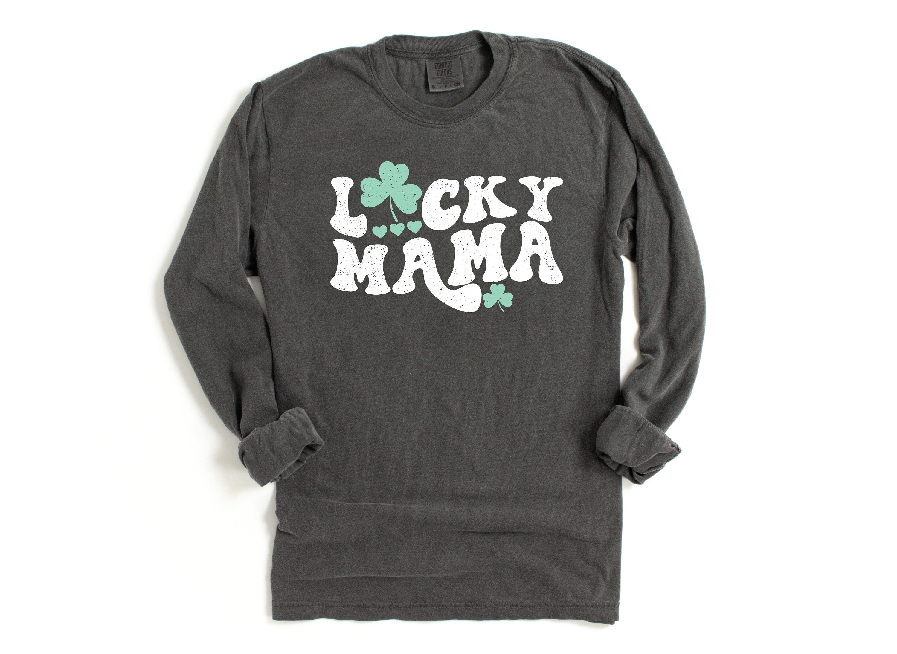 Long Sleeve Retro St Patty's Day Comfort Colors Shirt, Lucky Mama Shirt, Vintage St Patrick's Day Shirt, Day Drinking Shirt, Lucky Shirt