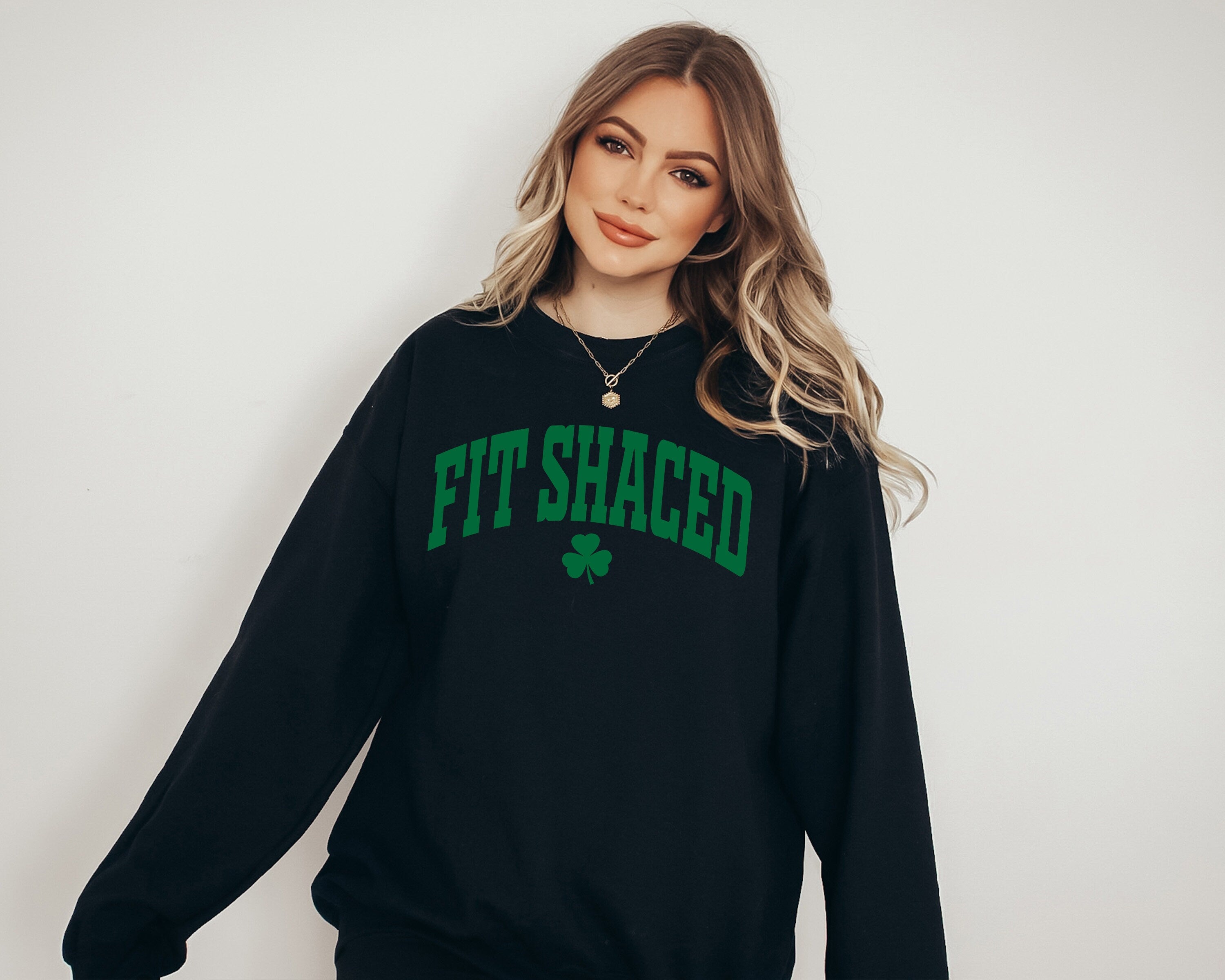 Lets Get Fit Shaced Sweatshirt, Lucky Clover Sweater, St Patricks Day Sweatshirt, Lucky Pullover, Womens Sweatshirt, Crewneck,Shamrock Shirt