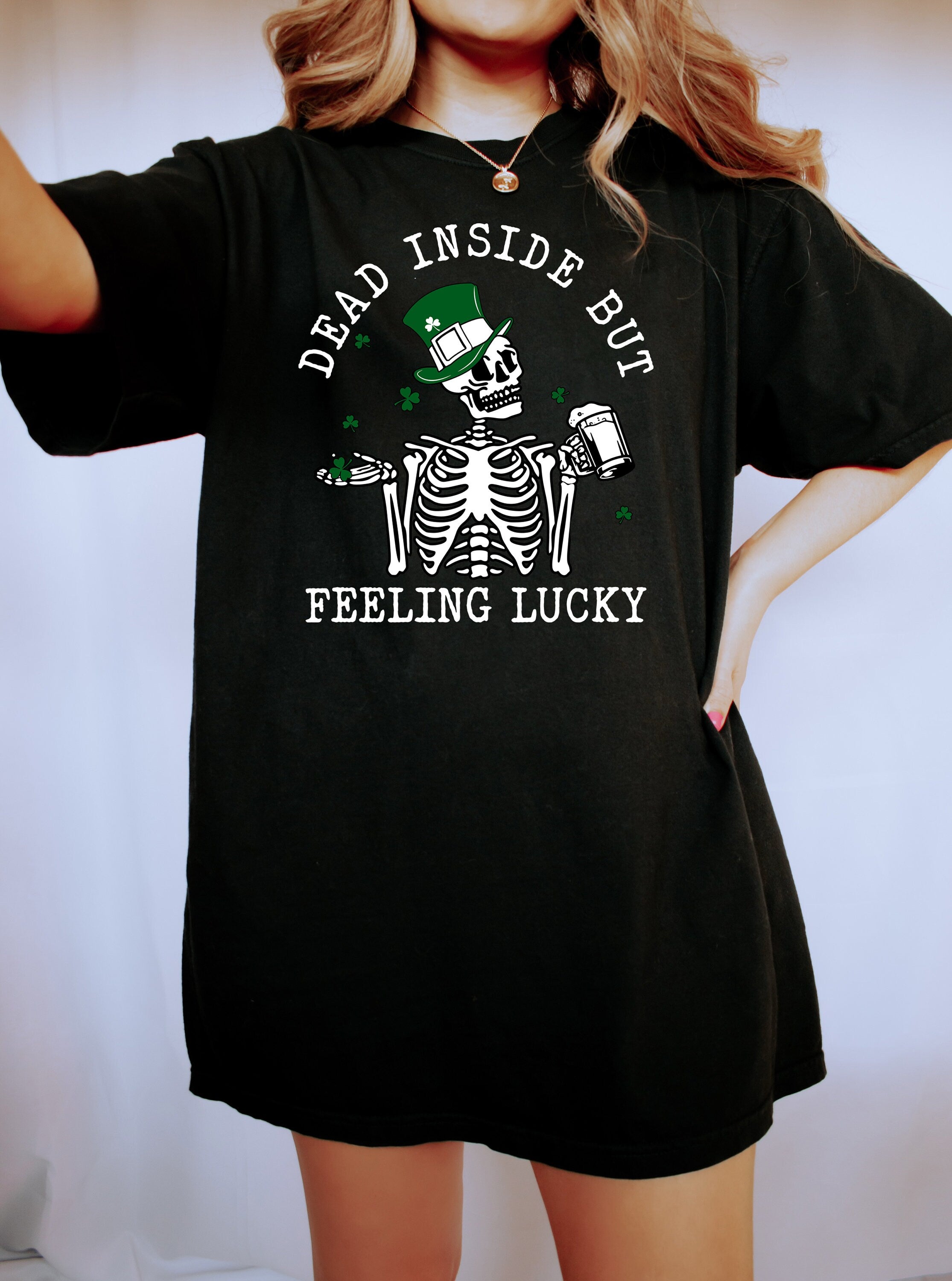 Retro St Patty's Day Comfort Colors Shirt, Dead Inside But Feeling Lucky, Vintage St Patrick's Day Shirt, Day Drinking Shirt, Lucky Shirt