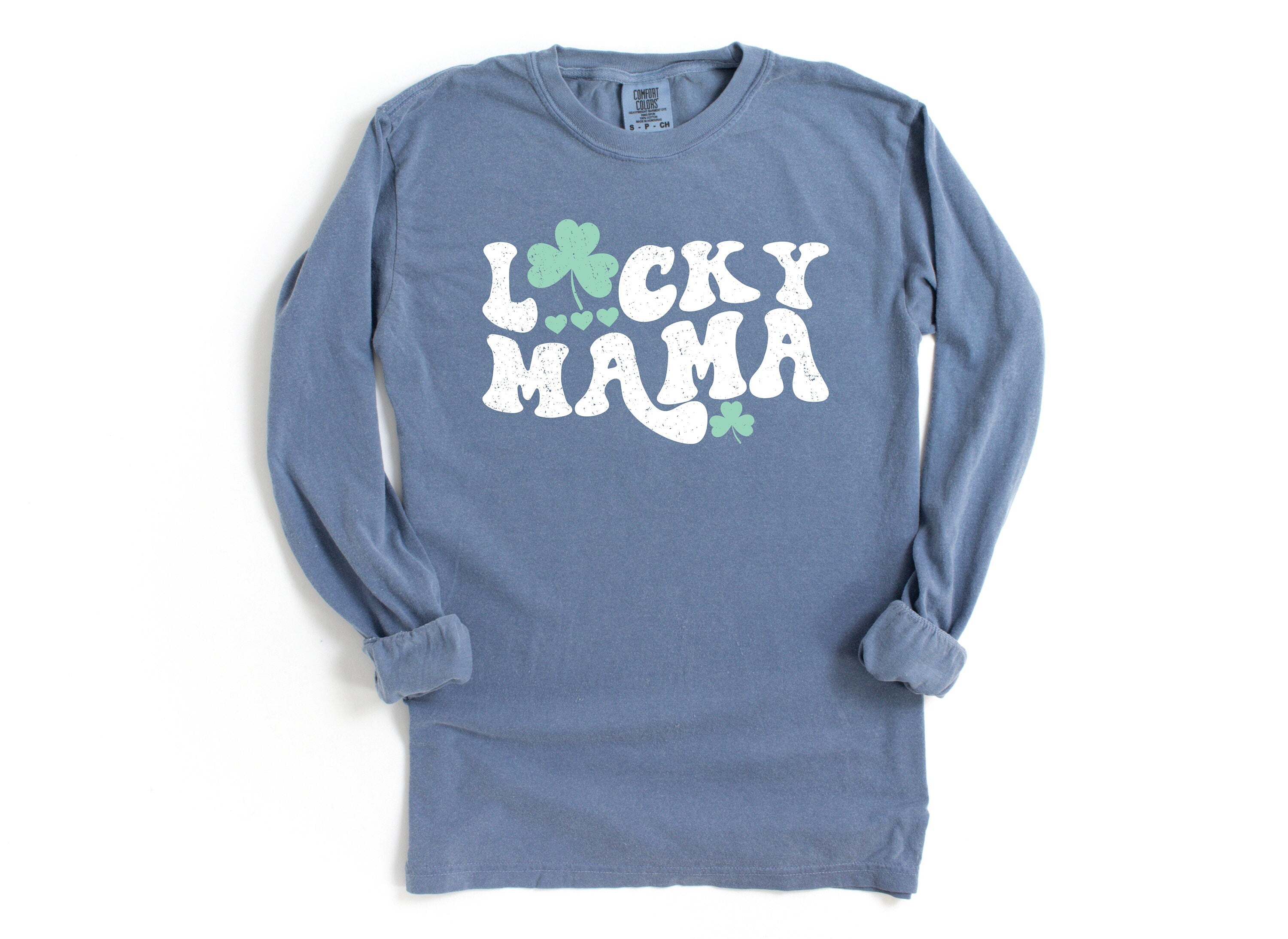 Long Sleeve Retro St Patty's Day Comfort Colors Shirt, Lucky Mama Shirt, Vintage St Patrick's Day Shirt, Day Drinking Shirt, Lucky Shirt