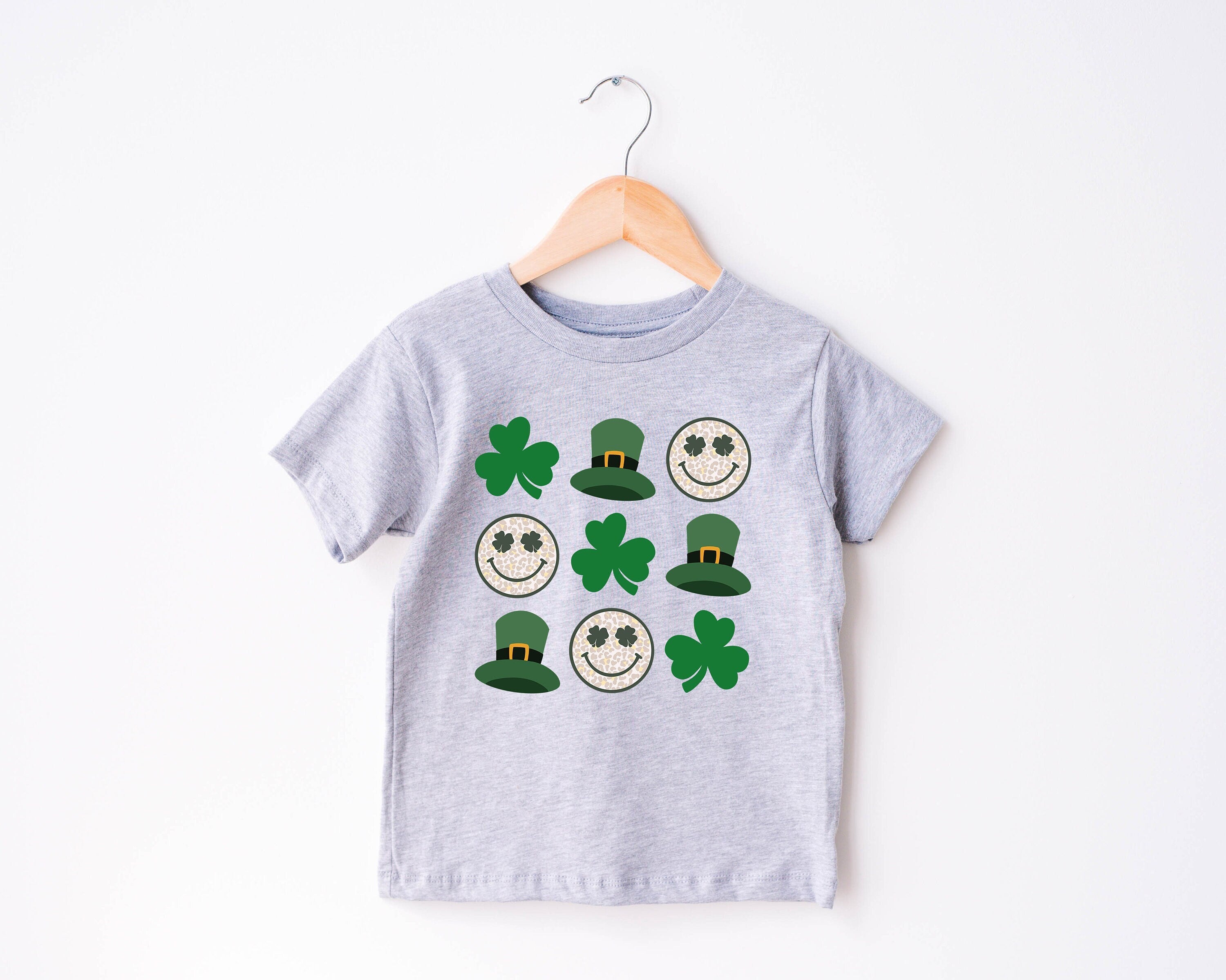 Toddler Tee St Patricks Day, Smiley Shamrock St Pattys Shirt, Cute Holiday Girls Shirt, Toddler Youth Lucky, Shamrock Tee Vintage Bodysuit