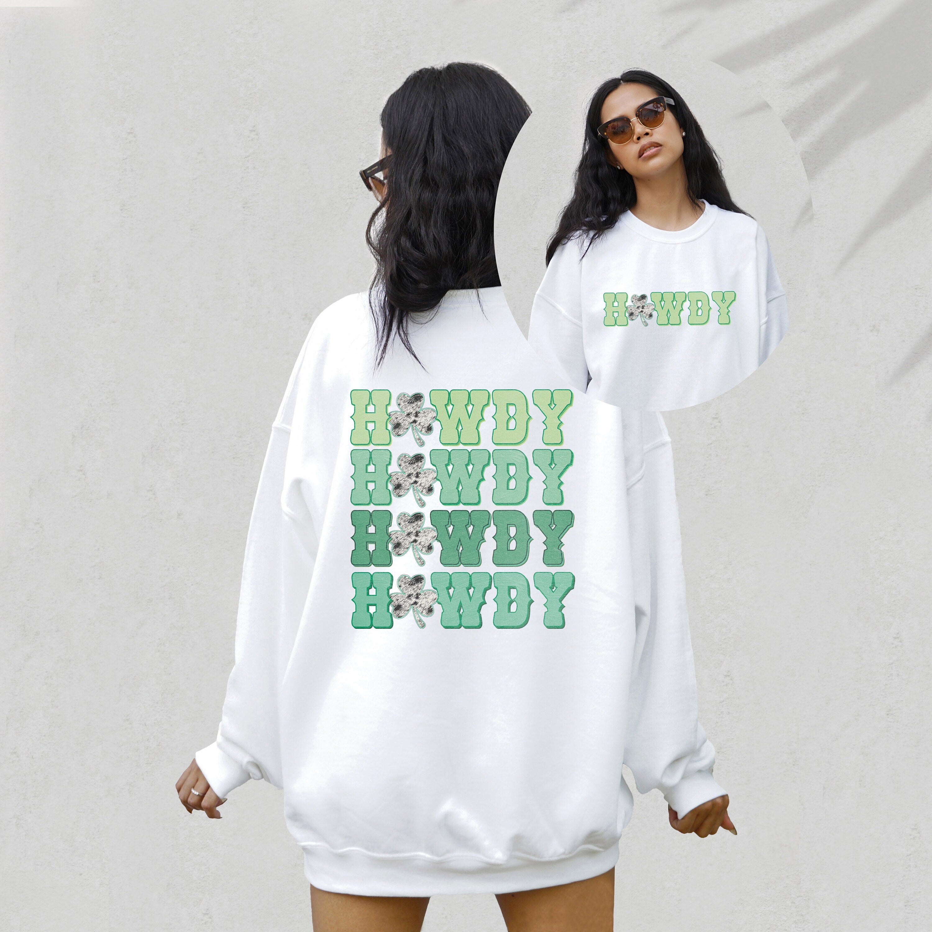 Retro Lucky Clover Sweatshirt, Howdy, St Patricks Day Sweatshirt, Lucky Pullover, Womens Sweatshirt, Crewneck, Shamrock Shirt