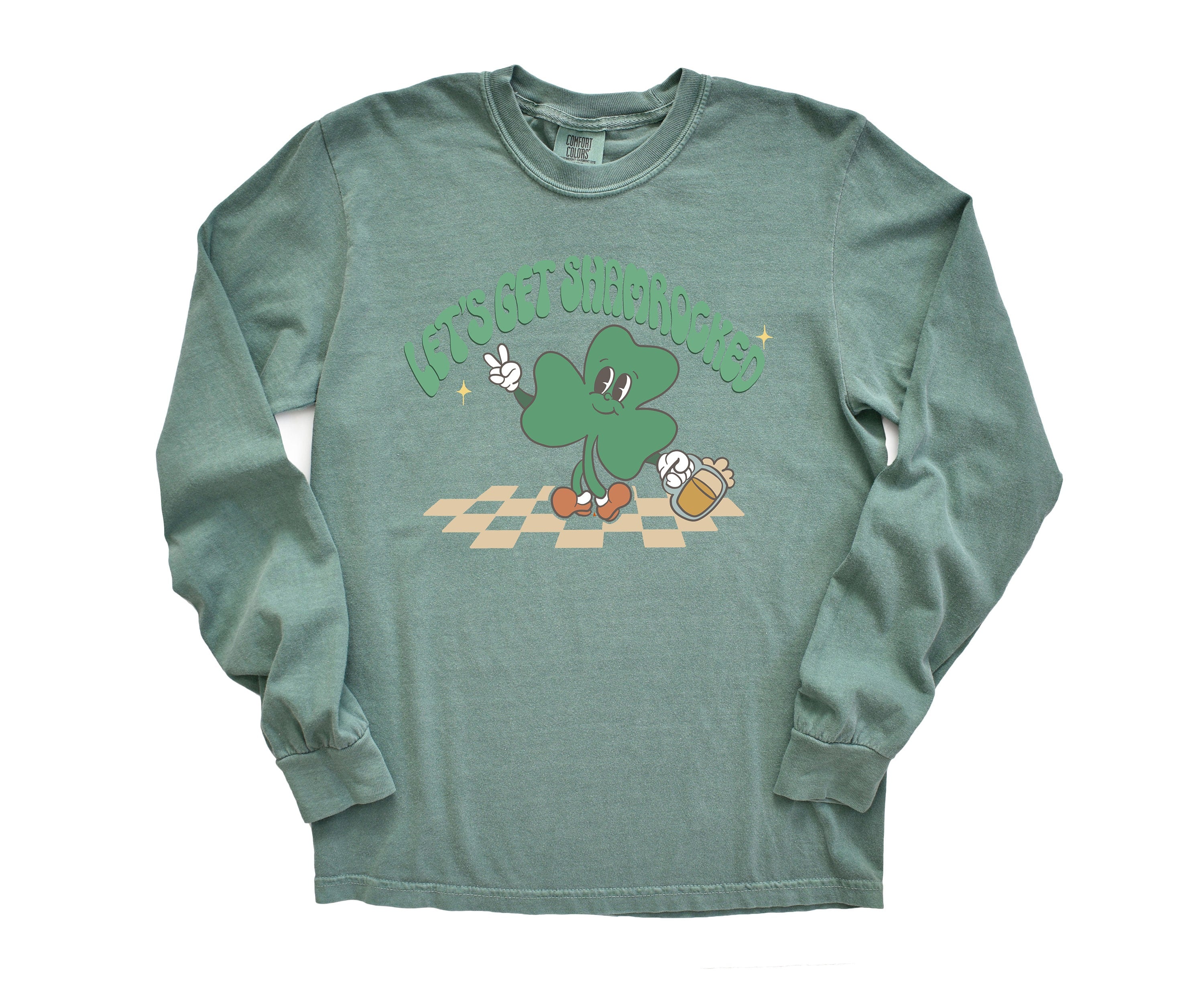 Long Sleeve Retro St Patty's Day Comfort Colors Shirt, Lets Get Shamrocked, Vintage St Patrick's Day Shirt, Day Drinking Shirt