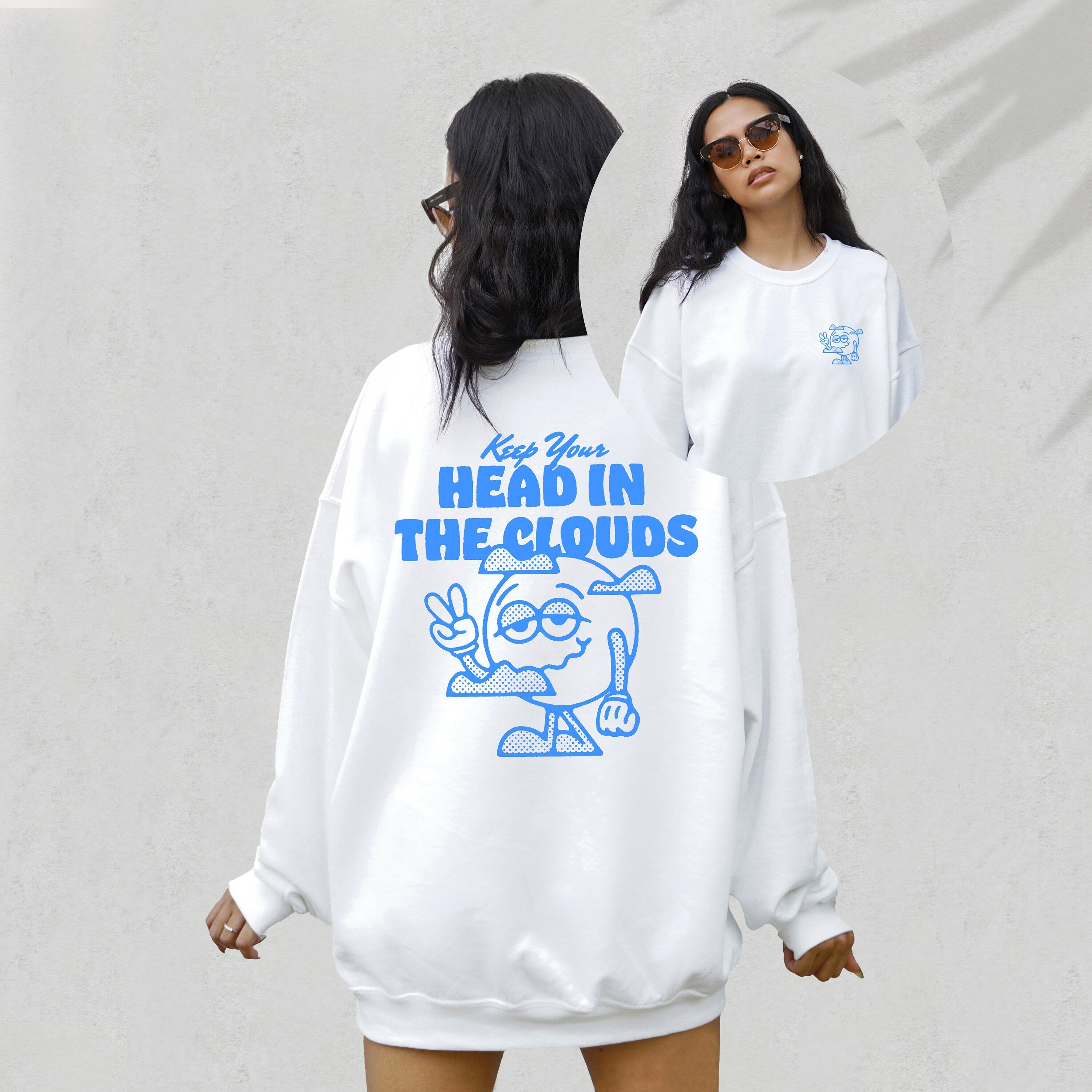 Keep Your Head In The Clouds Sweatshirt,Positive Sweatshirt, Mental Health Awareness, Grow Positive Thoughts Crewneck, Spread Kindness Shirt