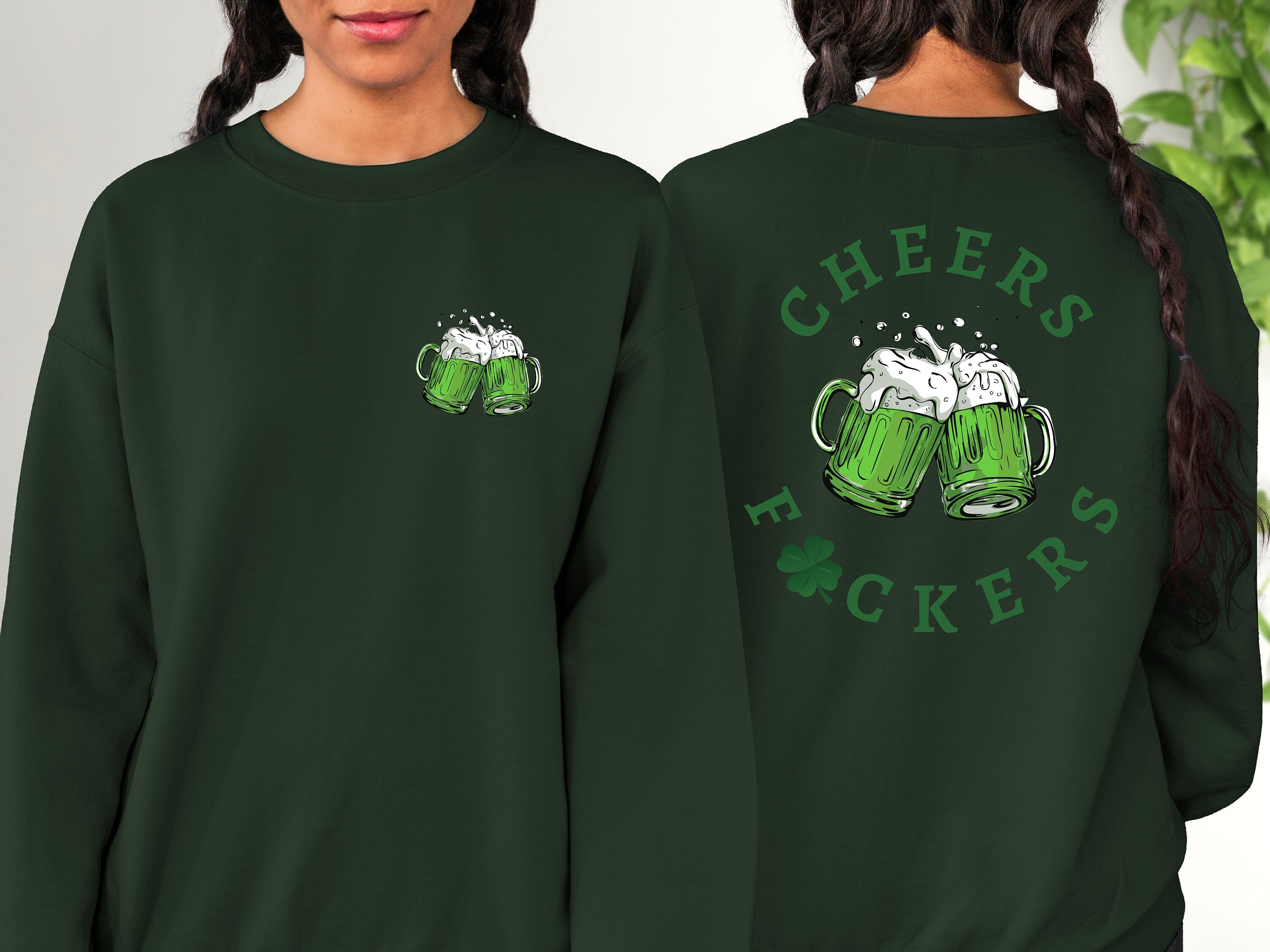 Retro Lucky Clover Sweatshirt, Cheers F*ckers, St Patricks Day Sweatshirt, Lucky Pullover, Womens Sweatshirt, Crewneck, Shamrock Shirt