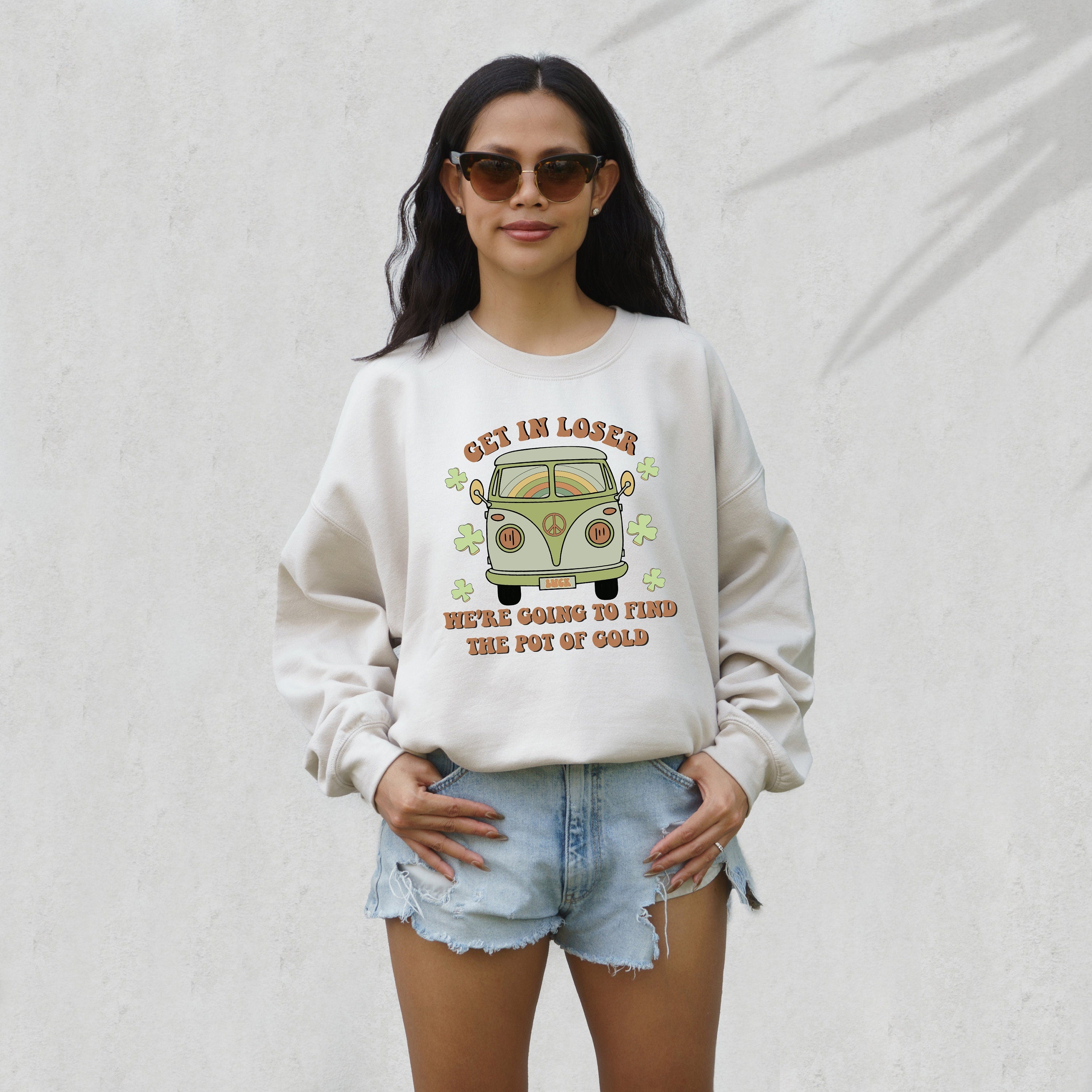 Retro Lucky Clover Sweatshirt, Get In Loser We Are Going For The Pot of Gold, St Patricks Day Sweatshirt, Womens Sweatshirt, Shamrock Shirt