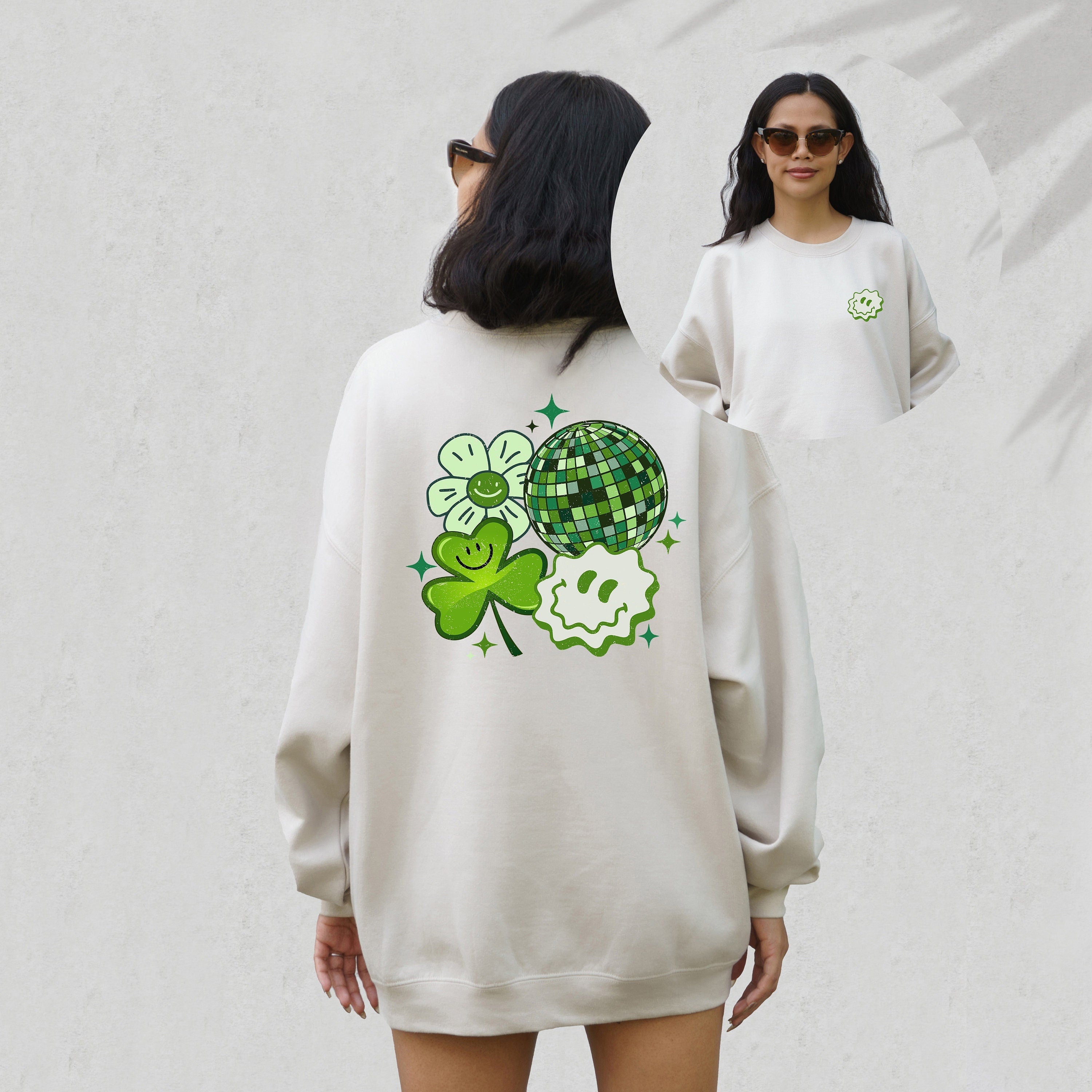 Retro Lucky Clover Sweatshirt, Feeling Lucky Sweater,St Patricks Day Sweatshirt, Lucky Pullover, Womens Sweatshirt, Crewneck, Shamrock Shirt