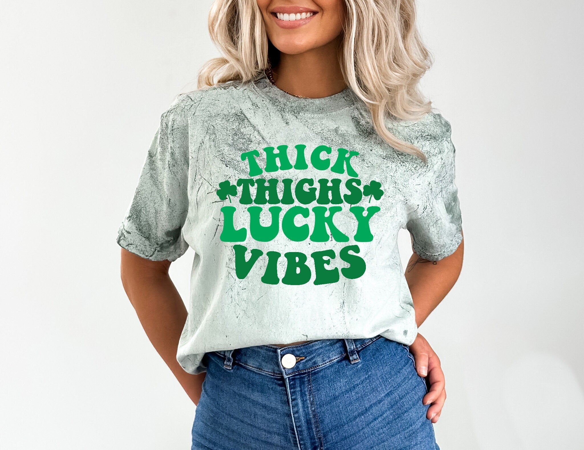 Retro St Patty's Day Tie Dye Comfort Colors Shirt, Thick Thighs Lucky Vibes, Vintage St Patricks Day Shirt, Day Drinking Shirt, St Paddys