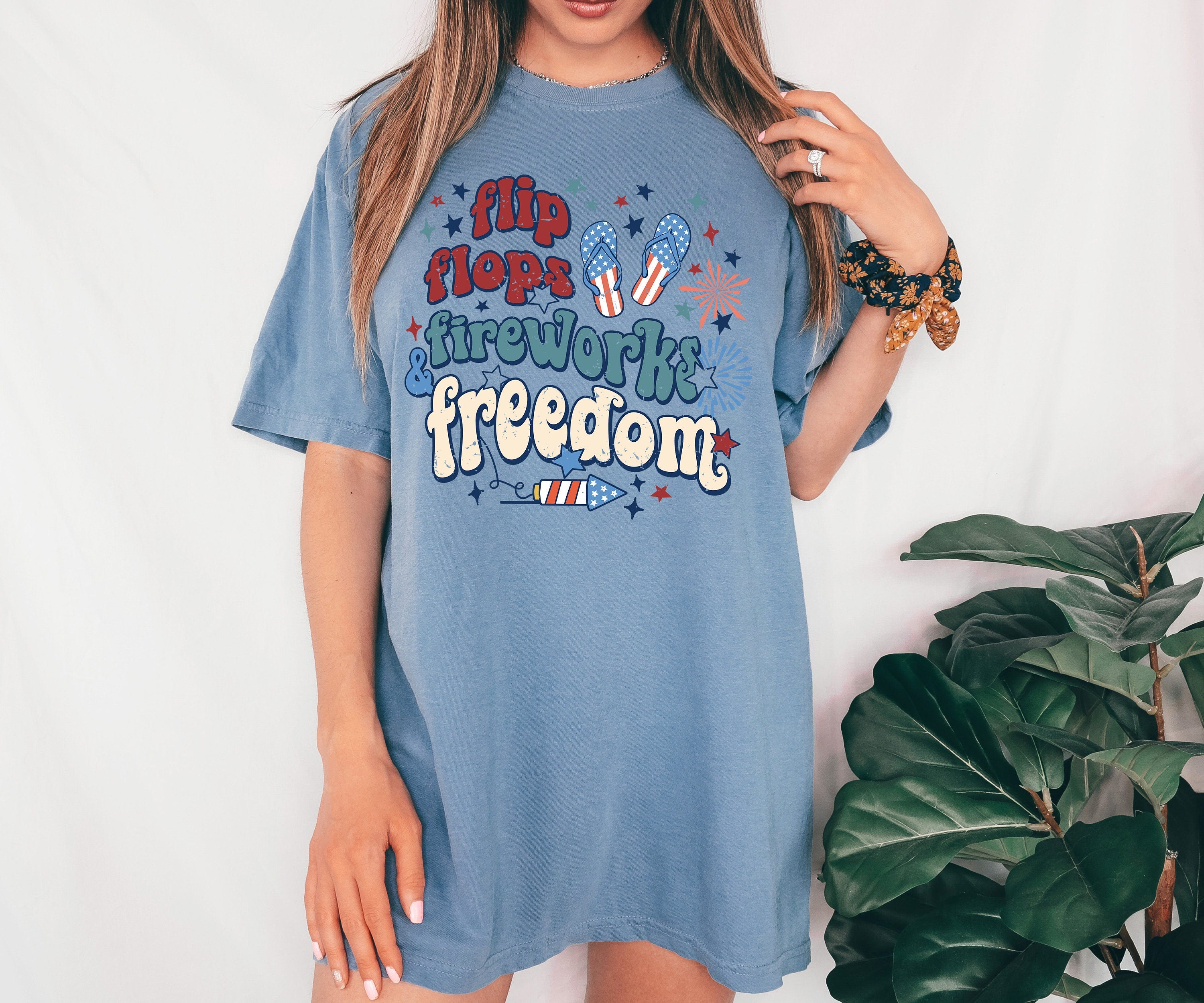 Retro USA Comfort Colors shirt, Flip Flops, Retro funny fourth shirt, Womens 4th of July shirt, America Patriotic Shirt, Independence