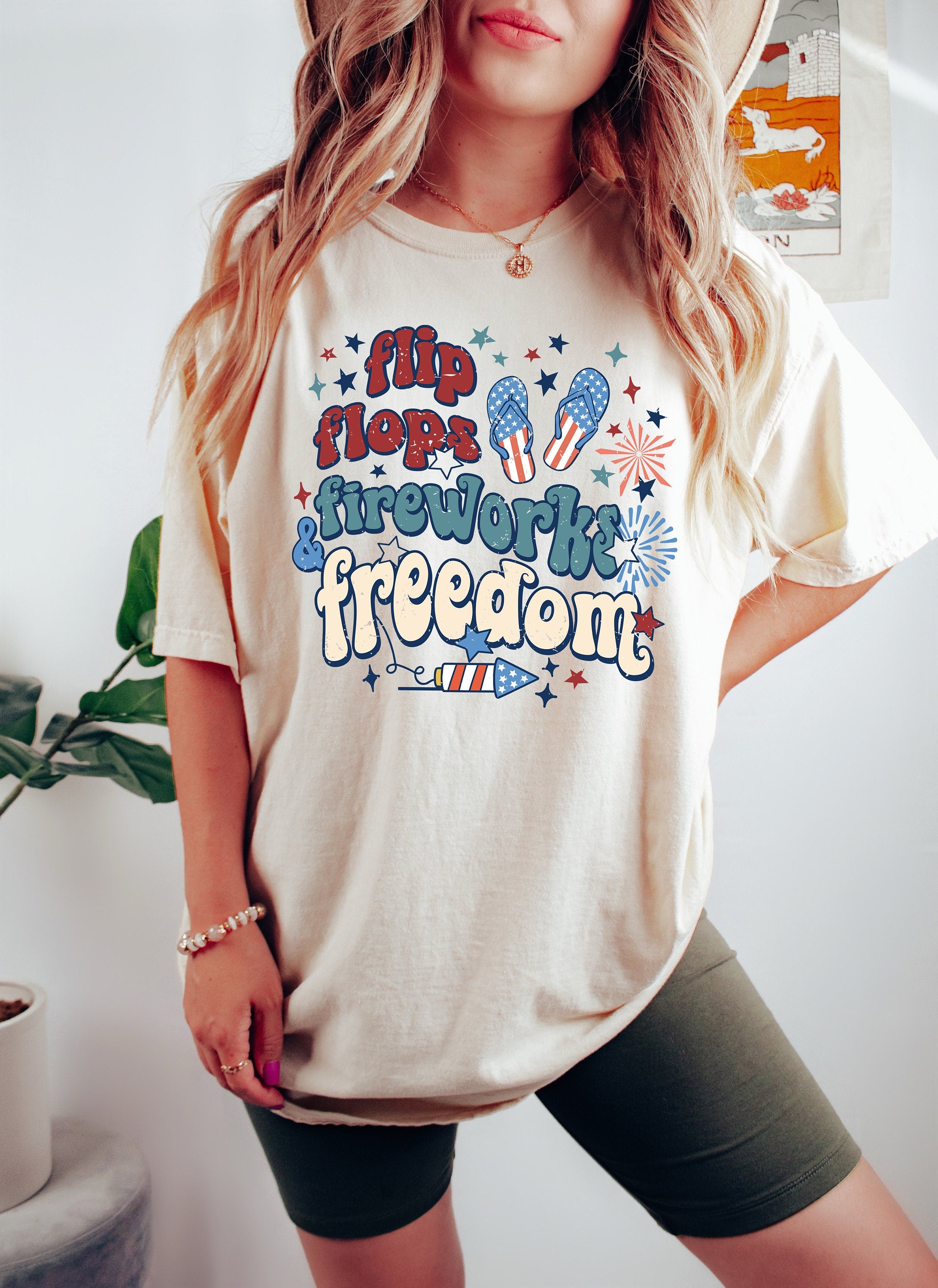 Retro USA Comfort Colors shirt, Flip Flops, Retro funny fourth shirt, Womens 4th of July shirt, America Patriotic Shirt, Independence