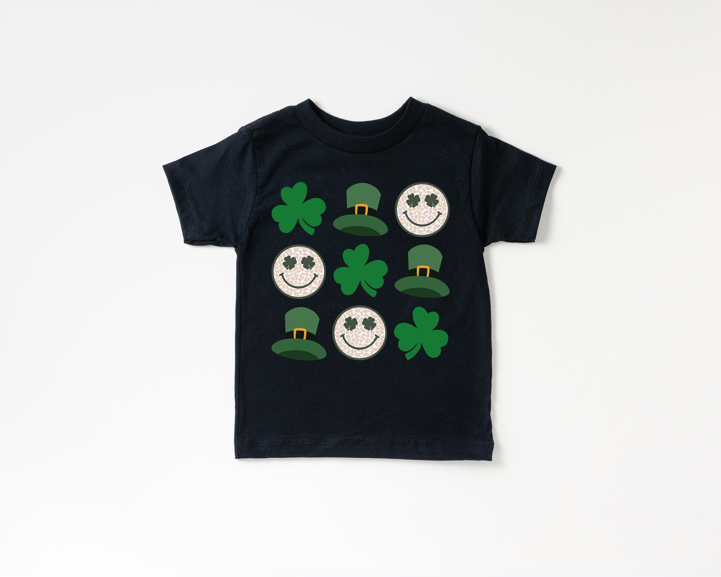 Toddler Tee St Patricks Day, Smiley Shamrock St Pattys Shirt, Cute Holiday Girls Shirt, Toddler Youth Lucky, Shamrock Tee Vintage Bodysuit