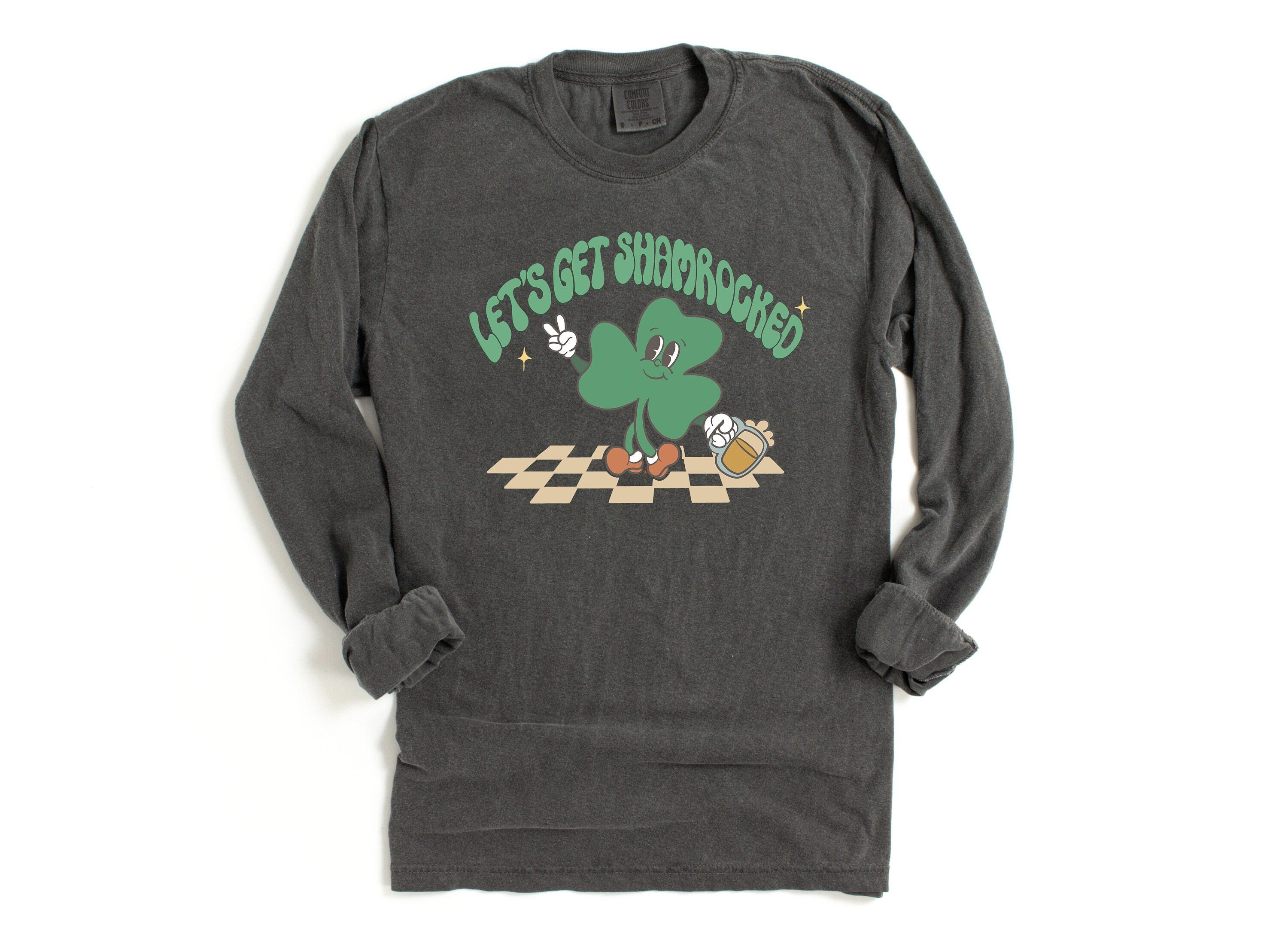 Long Sleeve Retro St Patty's Day Comfort Colors Shirt, Lets Get Shamrocked, Vintage St Patrick's Day Shirt, Day Drinking Shirt