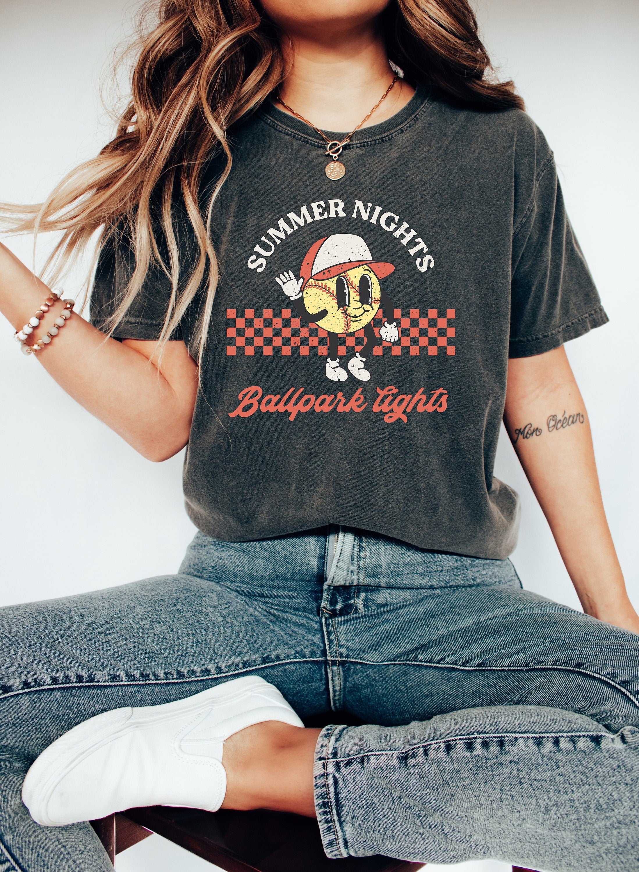 Comfort Colors Tee, Summer Nights Ballpark Lights, Sports Shirt, Softball Biggest Fan, Parents of Softball, Gameday Shirt, Softball Game Tee