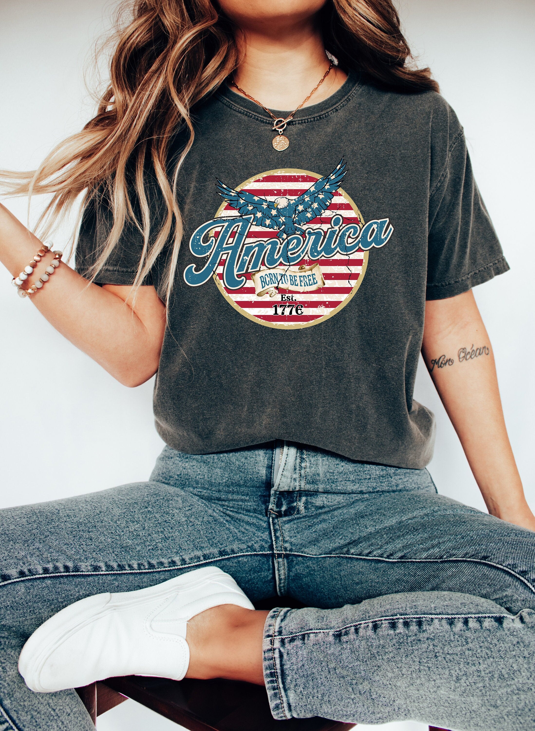 Retro America Font USA shirt,4th of July tee, Retro funny fourth shirt, Womens 4th of July Tee, America Patriotic Shirt, Independence Merica