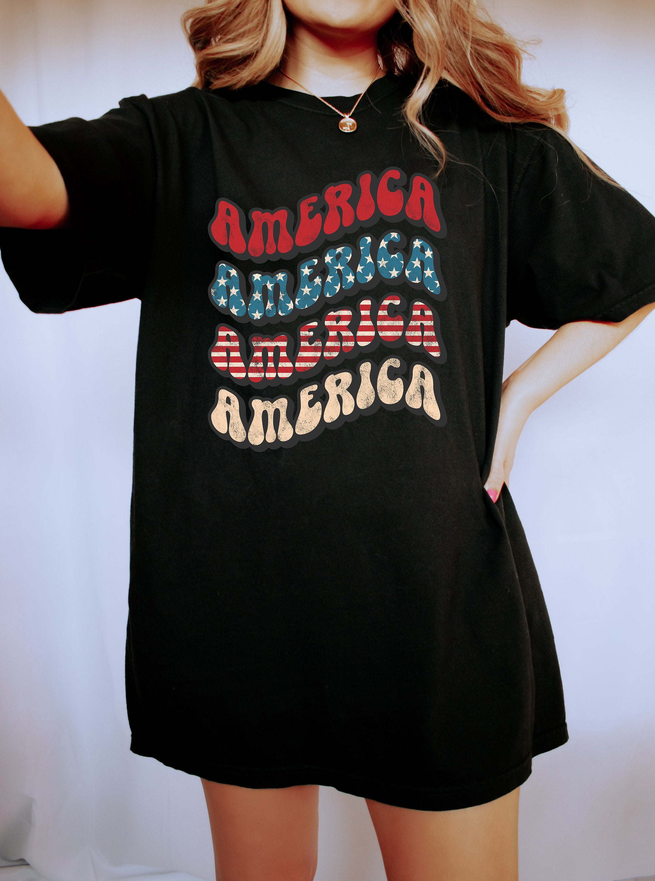 Retro America Font USA shirt,4th of July tee, Retro funny fourth shirt, Womens 4th of July Tee, America Patriotic Shirt, Independence Merica