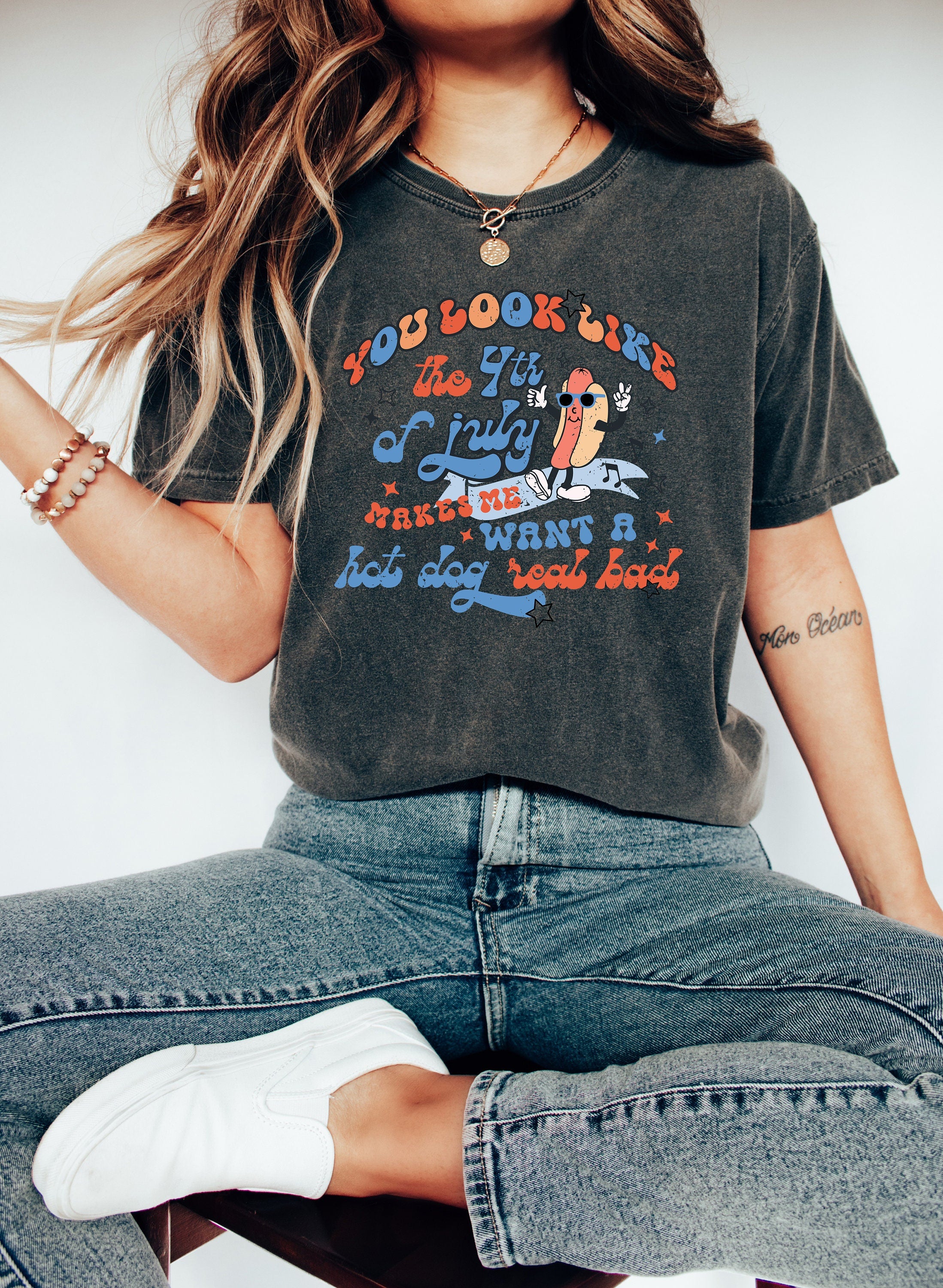 Retro America USA shirt,4th of July tee, Retro funny fourth shirt,Womens 4th of July Tee,America Patriotic Shirt, Independence Merica hotdog