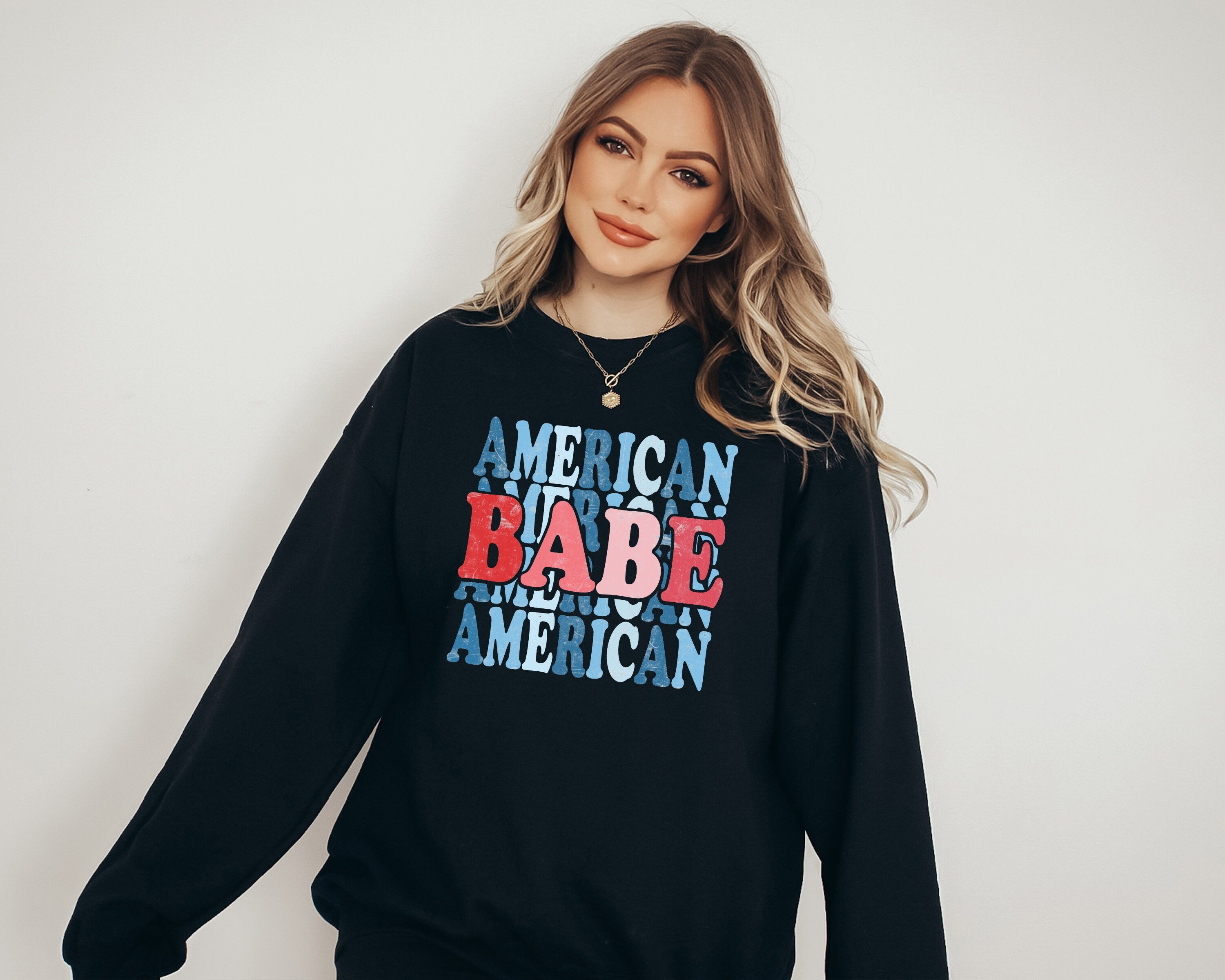 Fourth of July Sweatshirt, American Babe, 4th of July Sweater, America Pullover, Womens Sweatshirt, Independence Day, Patriotic